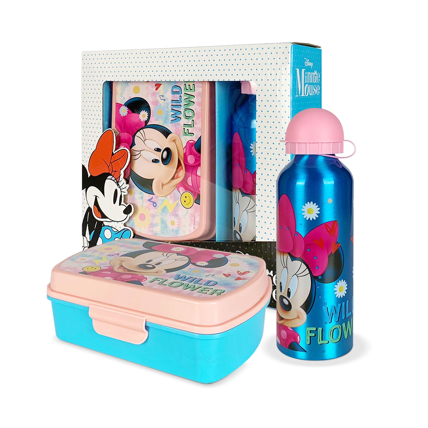 Set pranzo 2 pezzi Disney Minnie Mouse friends borraccia 500ml portapr