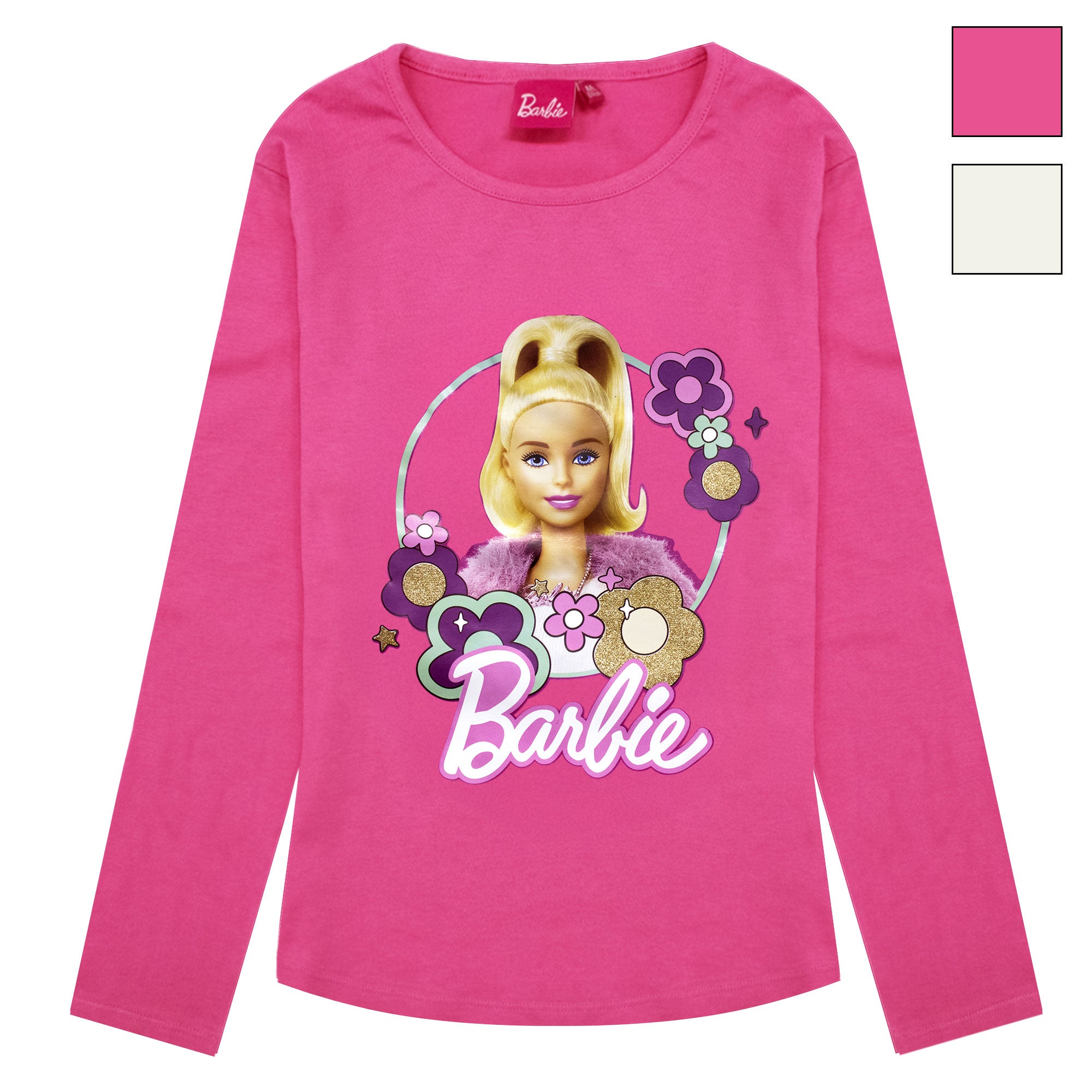 Maglietta Barbie per bambina maglia maniche lunghe in cotone