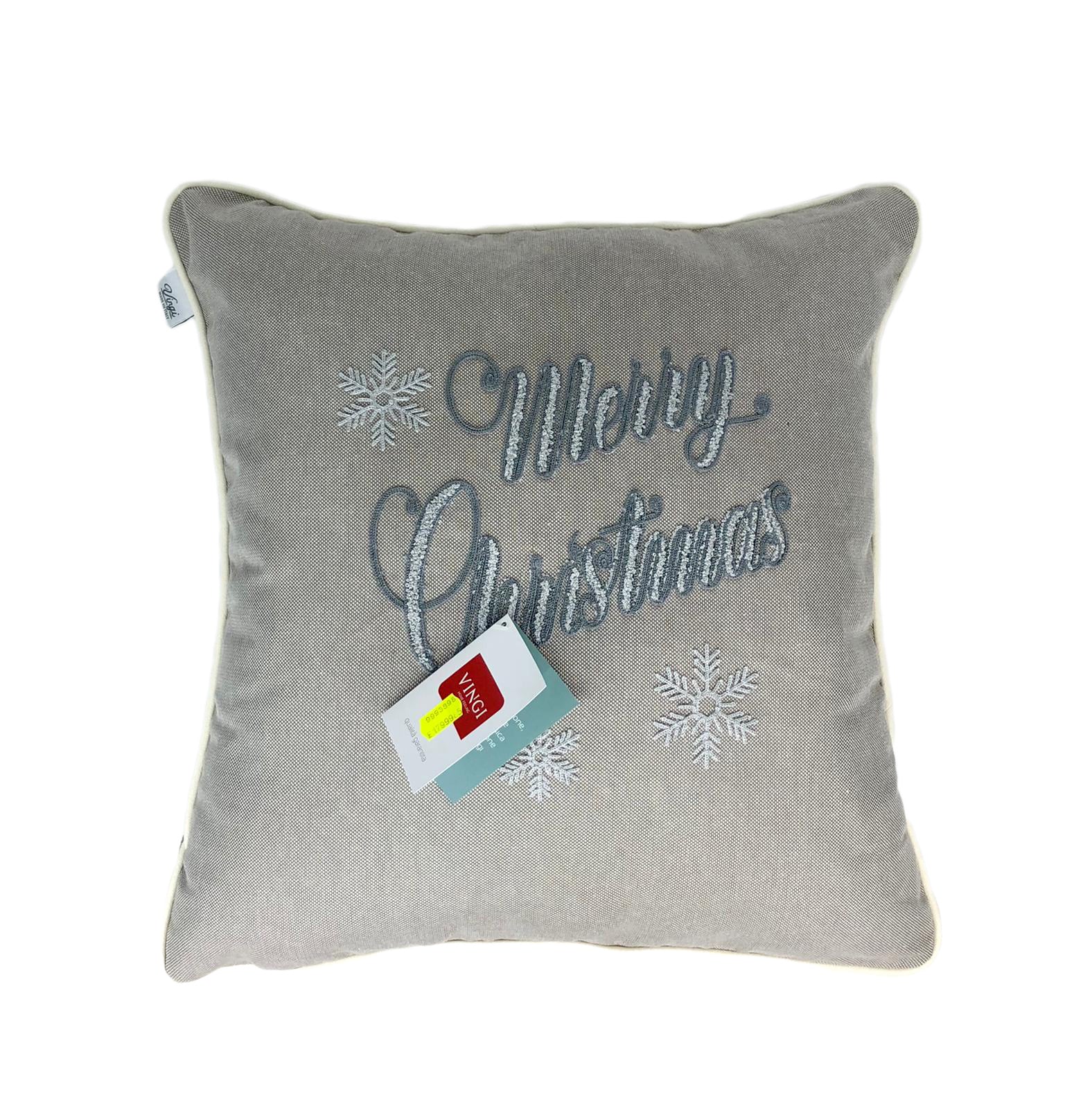 Cuscino natalizio VINGI addobbi Natale decoro 50x50 ricamo Merry Christmas 0663