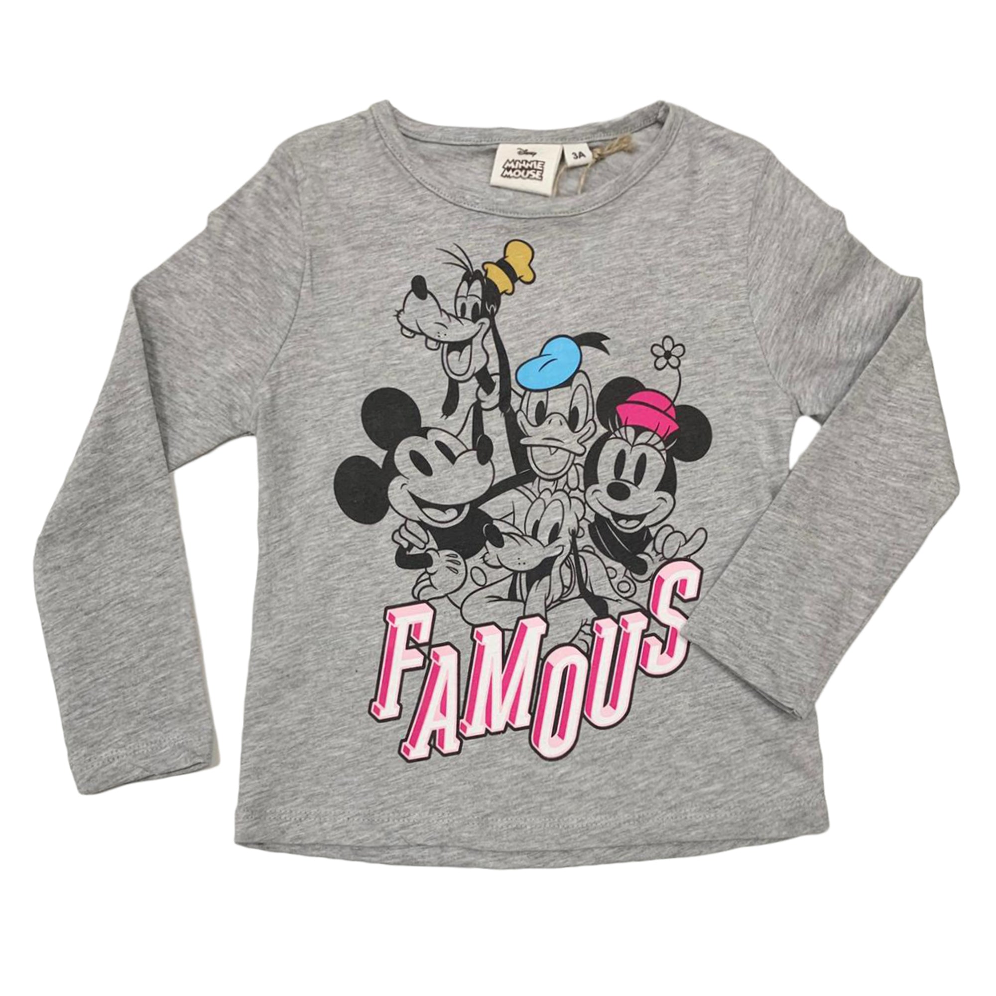 Maglietta maniche lunghe bambina ufficiale Disney Minnie Mouse origina