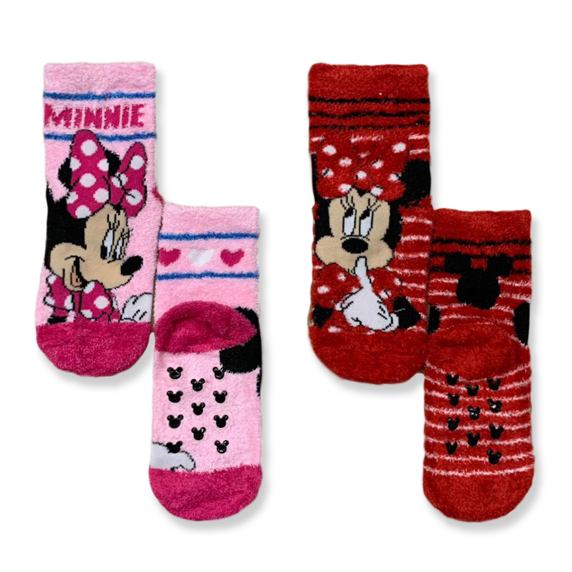 Calzini Disney Minnie Mouse antiscivolo set 2 paia bimba filato pelo lungo 3335