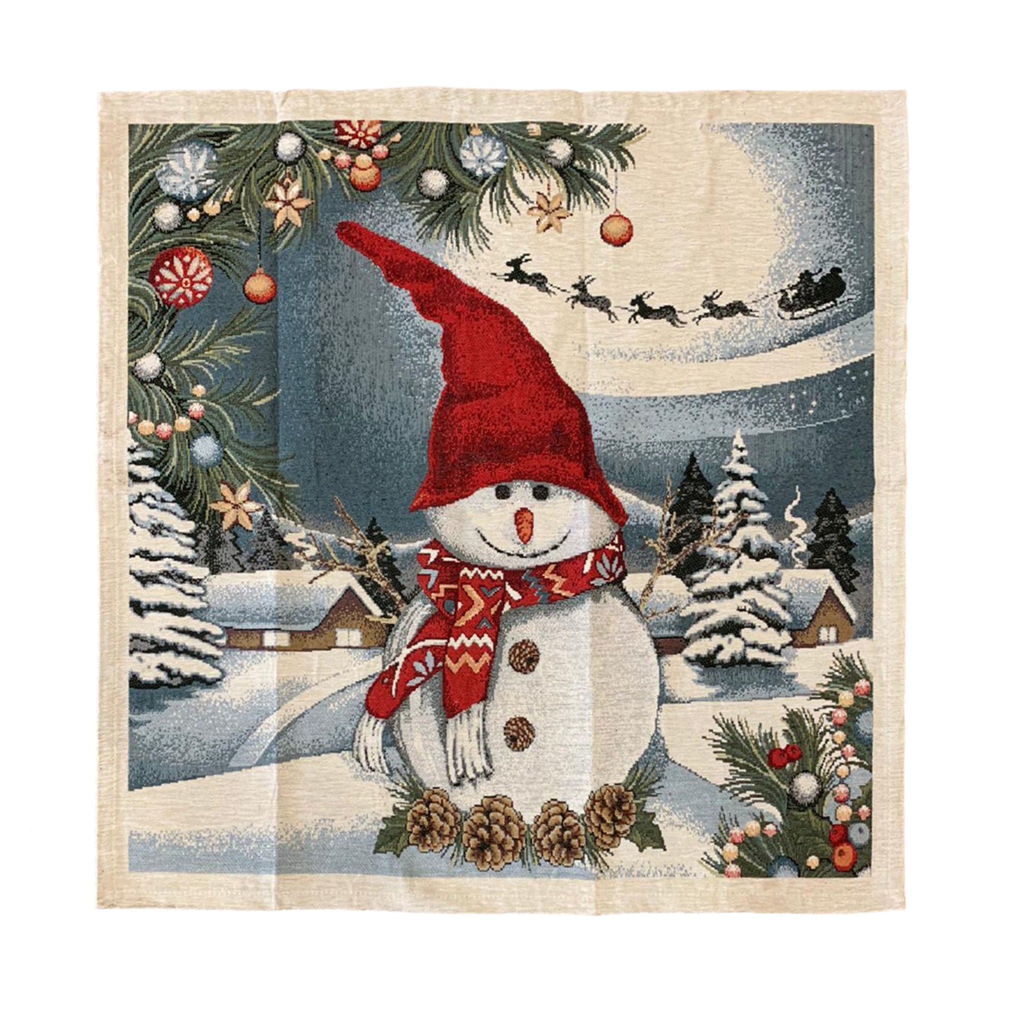 Centrotavola natalizio 90x90 cm decorazioni tavola Natale Pupazzo di Neve 3608