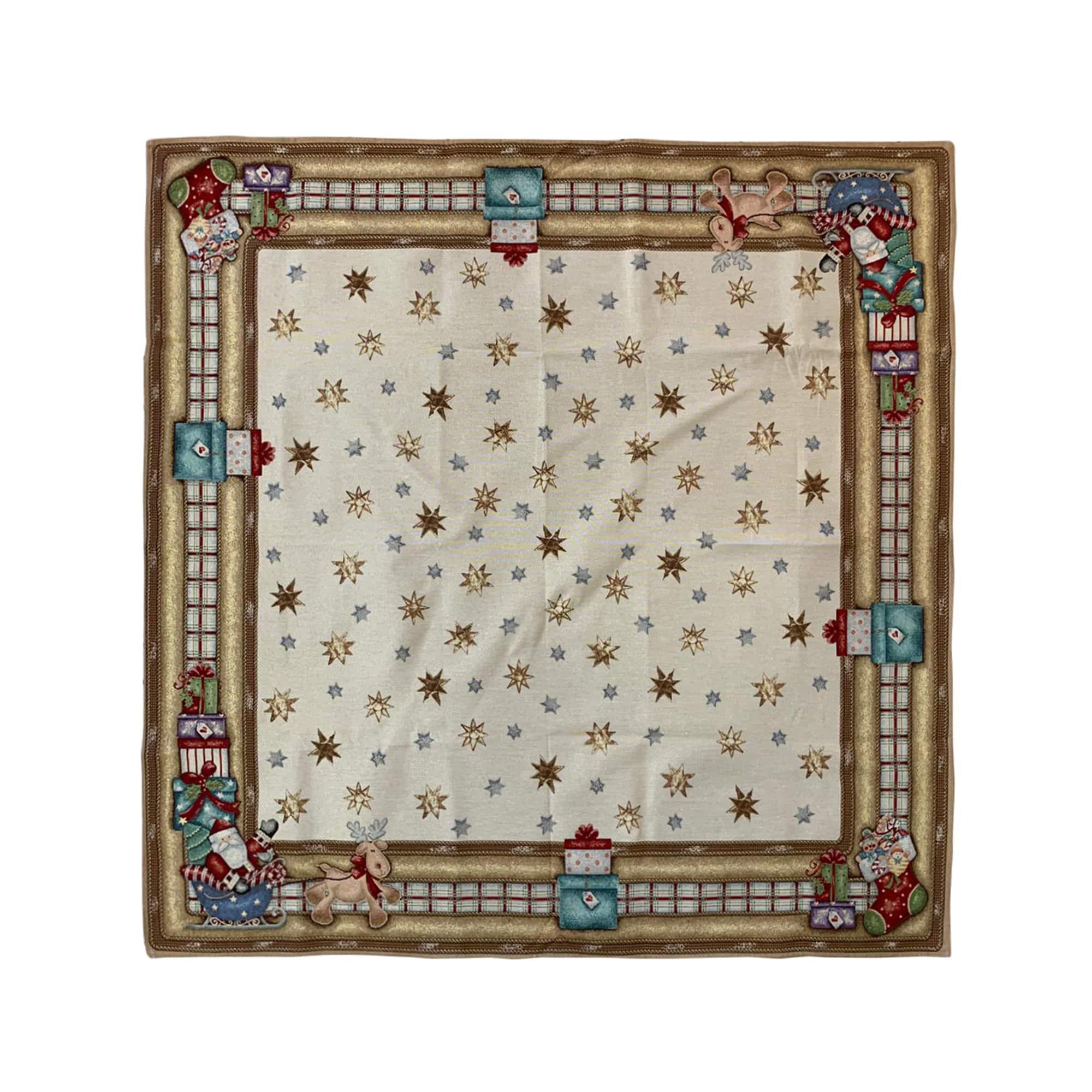 Centrotavola natalizio 140x140cm decorazioni Natale Maestri Cotonieri 3712