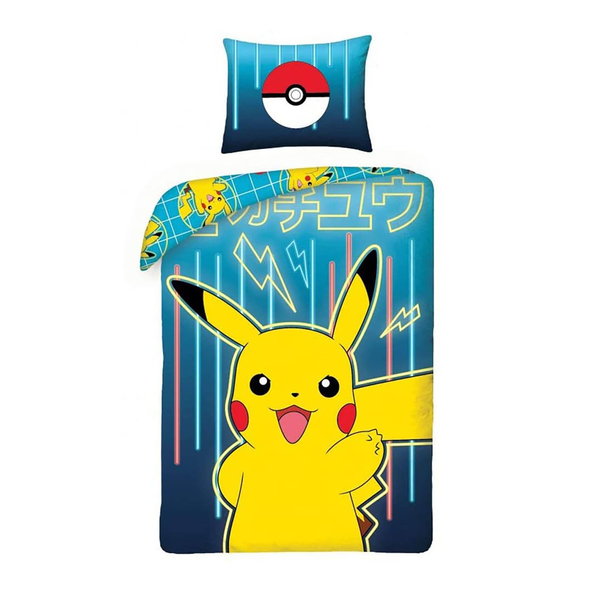 Set letto singolo copripiumino + federa ufficiale Pokemon Pikachu in cotone 3903