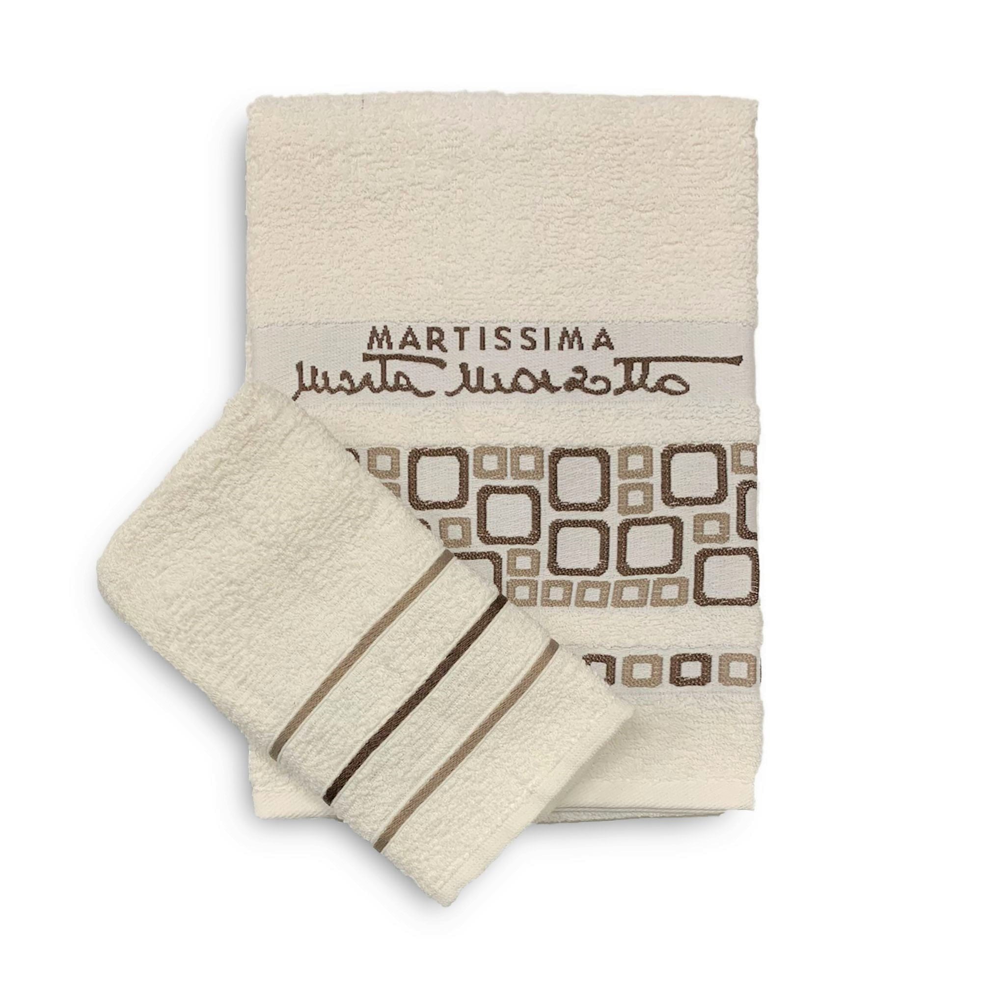 Set asciugamani bagno 1+1 in cotone viso e ospite Martissima Marta Marzotto 3935