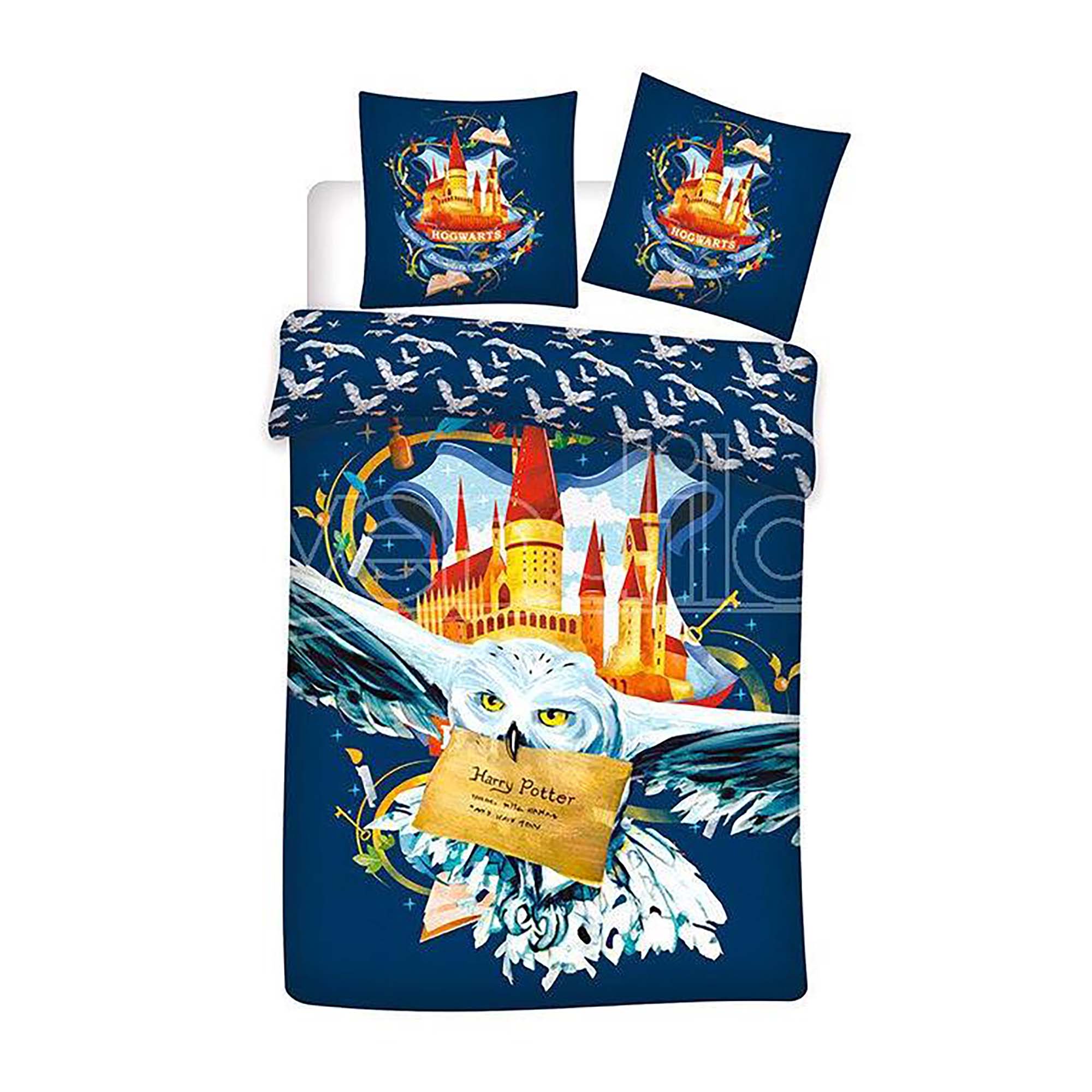 Set letto singolo copripiumino + federa ufficiale Harry Potter Gufo 4002