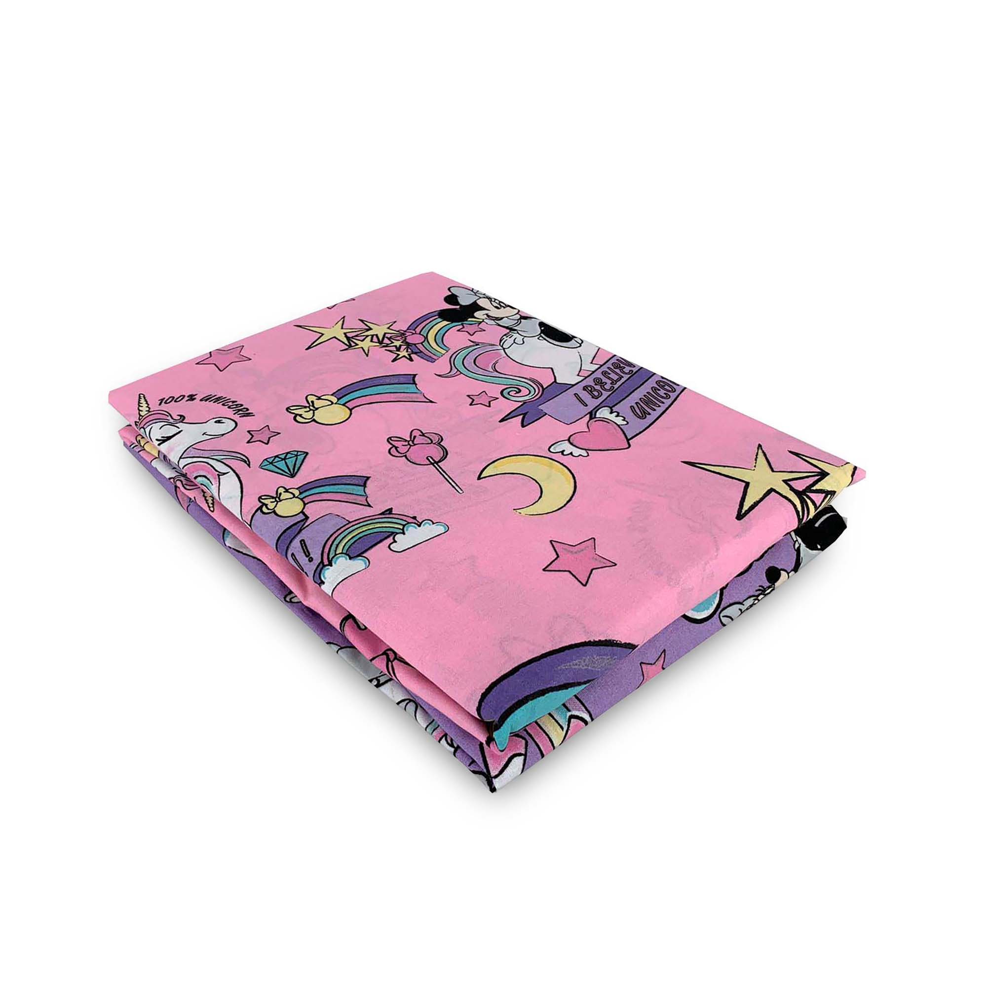 Set letto 3pz lenzuola Disney Minnie Mouse Unicorno 160x270cm + federa 4022