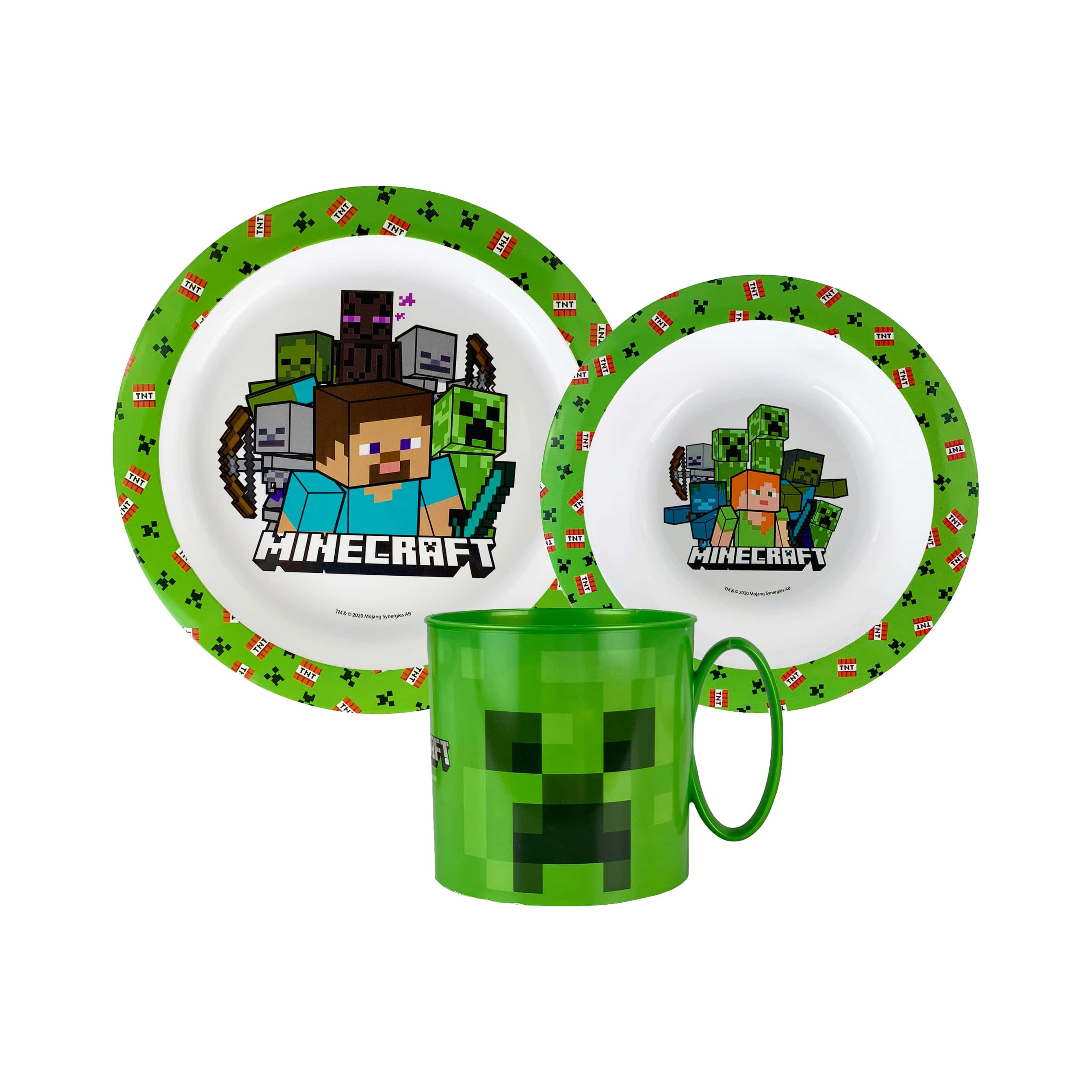 Set colazione 3 pezzi Minecraft piatto bicchiere e ciotola scuola asilo 4440