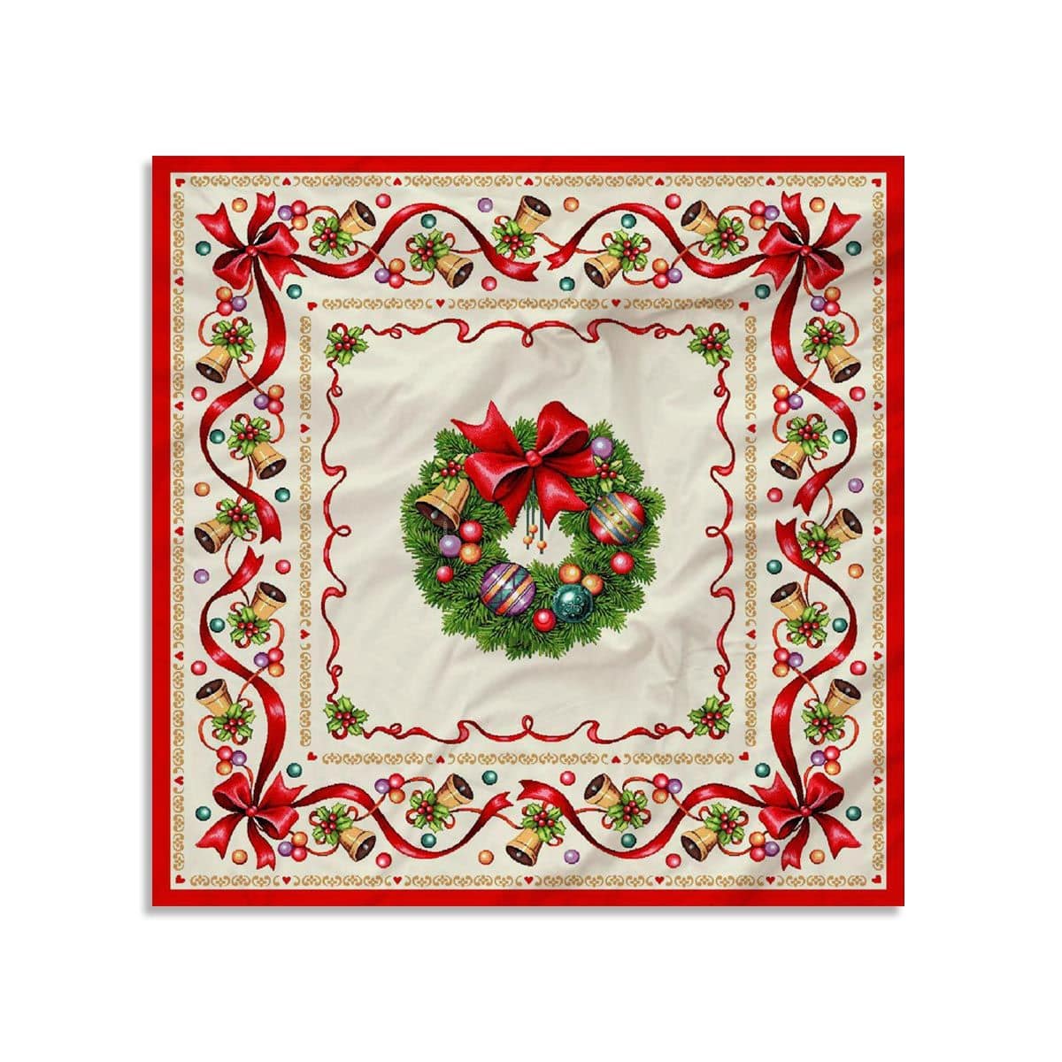 Centrotavola natalizio 100x100cm decorazioni Natale Maestri Cotonieri 4513