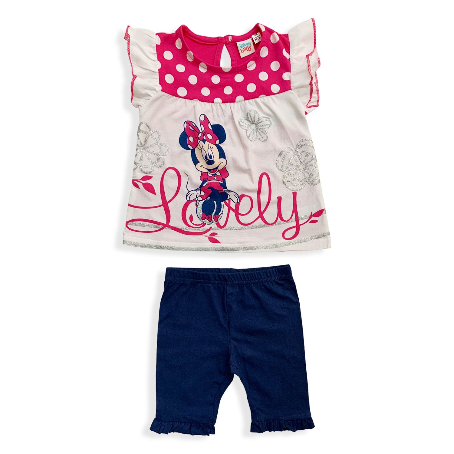 Completo Disney Minnie Mouse in cotone estivo canotta neonato bambina 5501