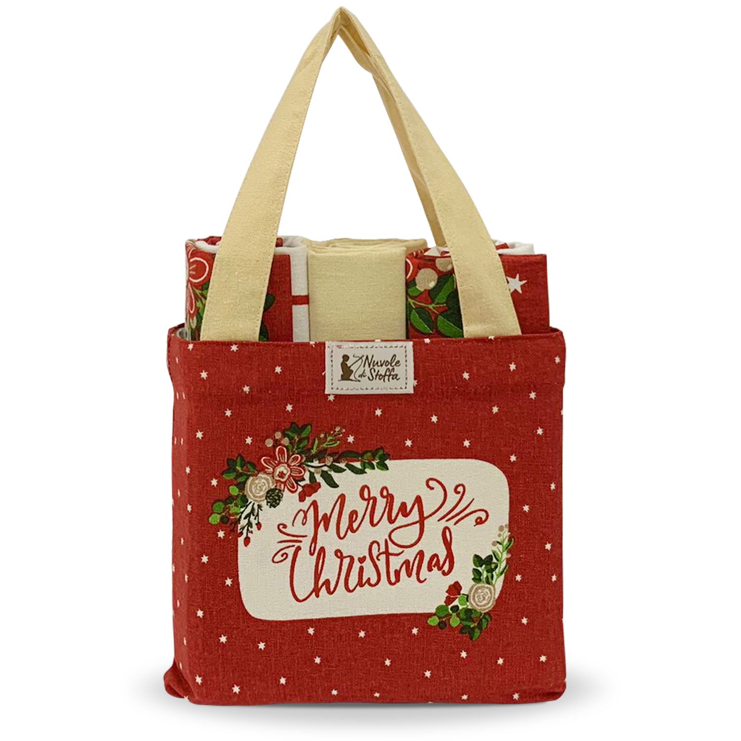 Set Strofinacci e borsa natalizi Nuvole di Stoffa decoro Idea Regalo Natale 5731