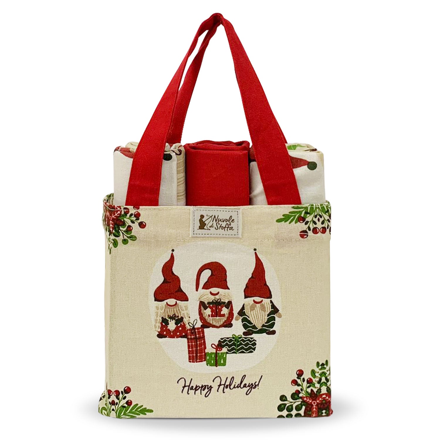 Set Strofinacci e borsa natalizi Nuvole di Stoffa decoro Idea Regalo Natale 5734