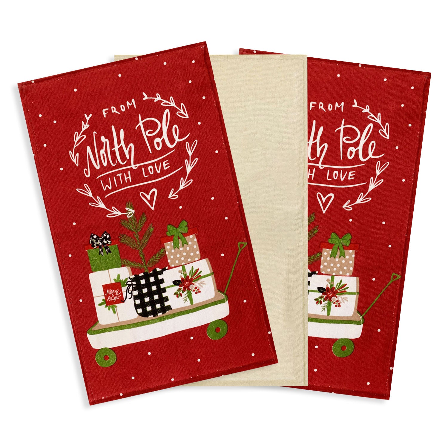 Set Strofinacci e borsa natalizi Nuvole di Stoffa decoro Idea Regalo Natale 5736