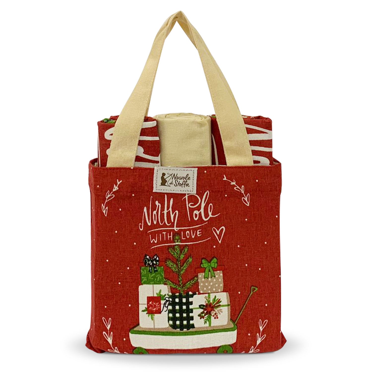 Set Strofinacci e borsa natalizi Nuvole di Stoffa decoro Idea Regalo Natale 5736