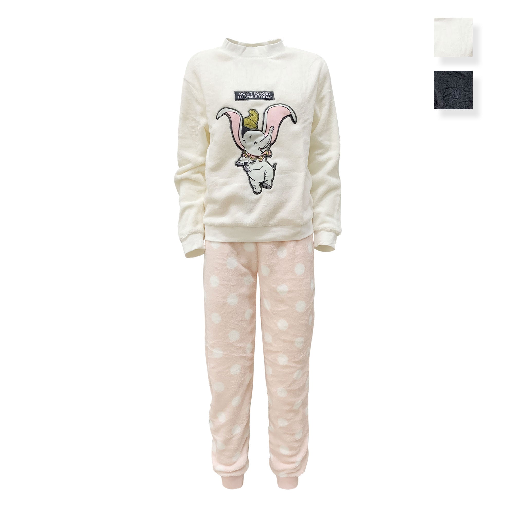 Pigiama invernale lungo donna Disney Dumbo felpa pantalone in pile 5932