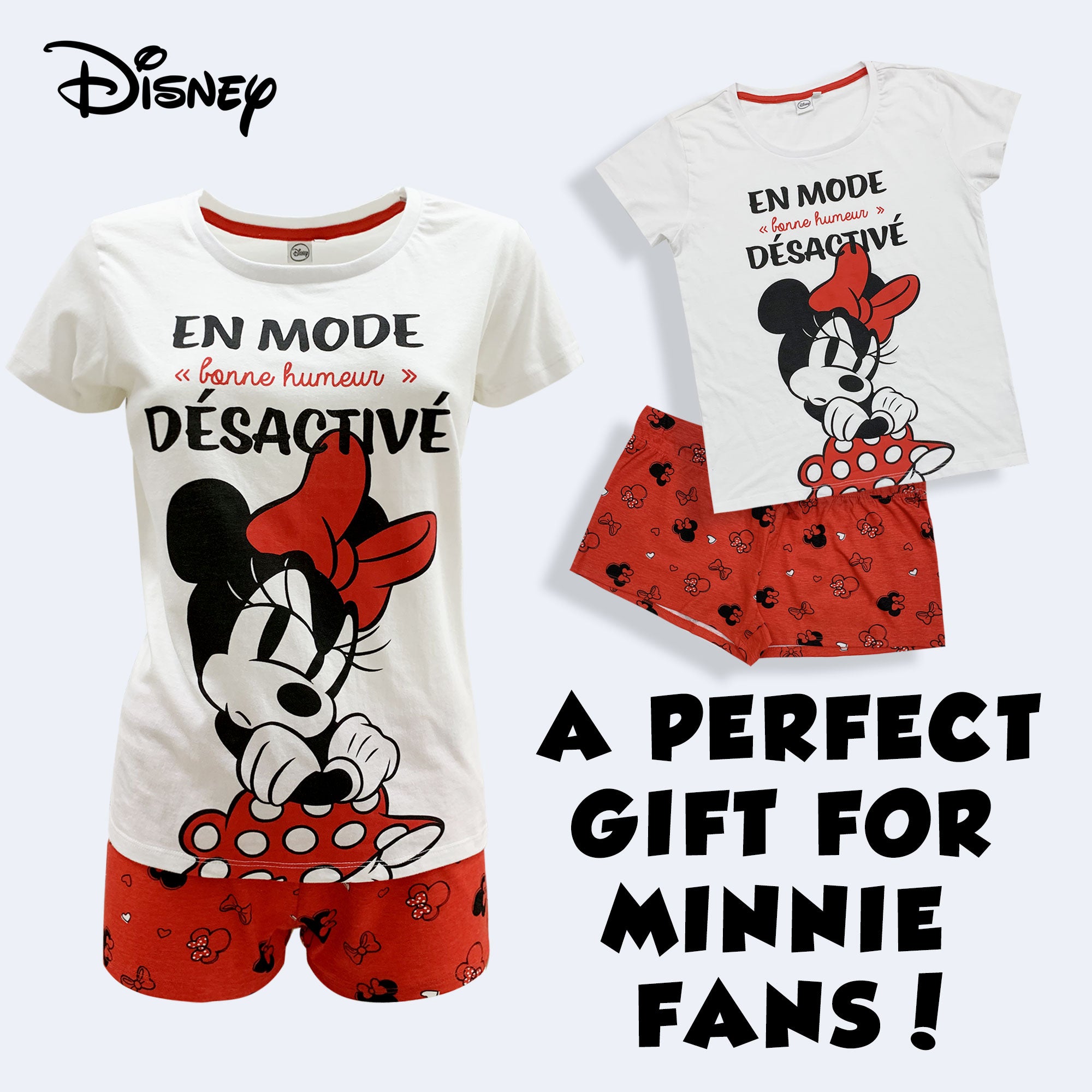 Pigiama corto donna Disney Minnie Mouse in cotone estivo