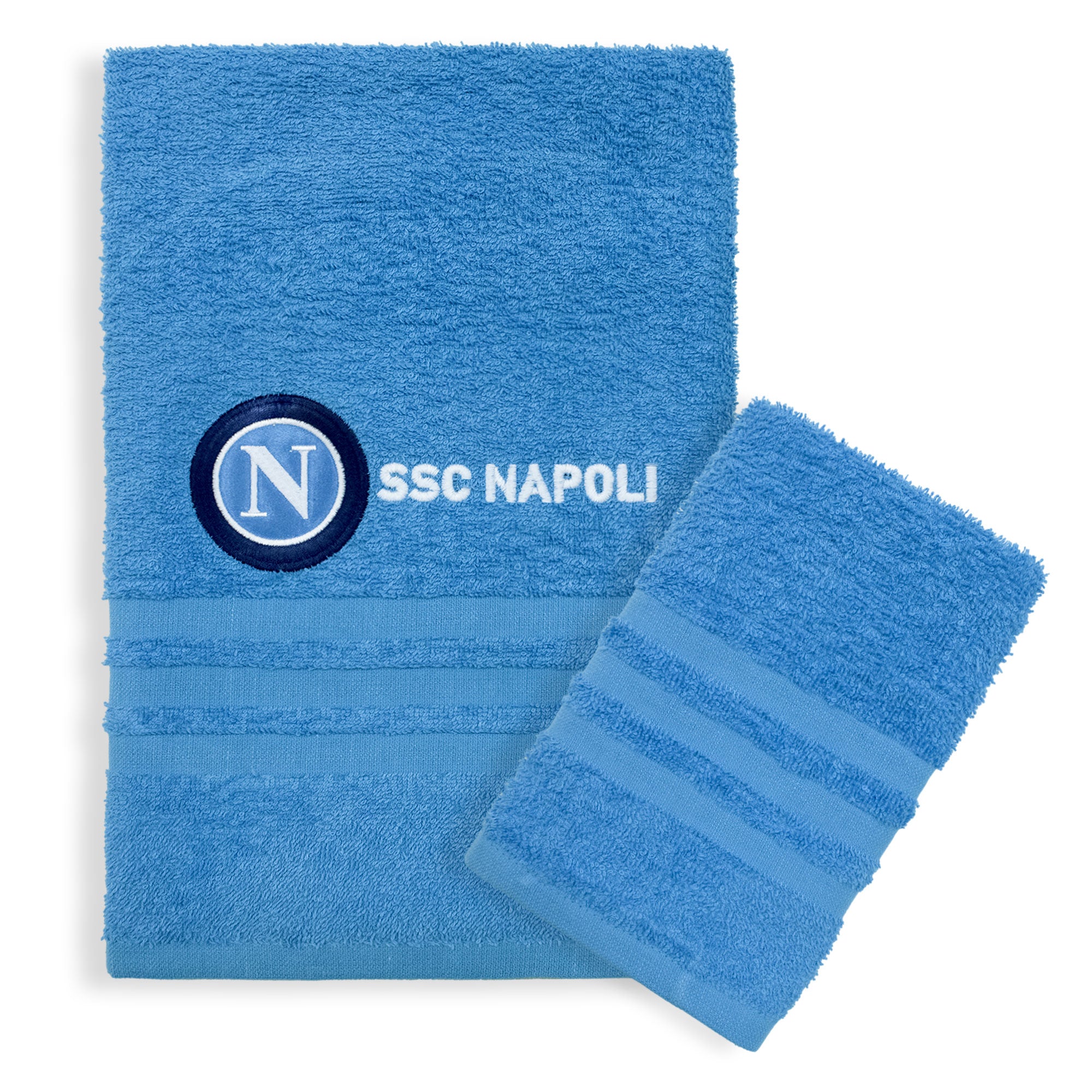 Set asciugamani bagno 1+1 SSC Napoli originale in spugna di puro cotone 6131