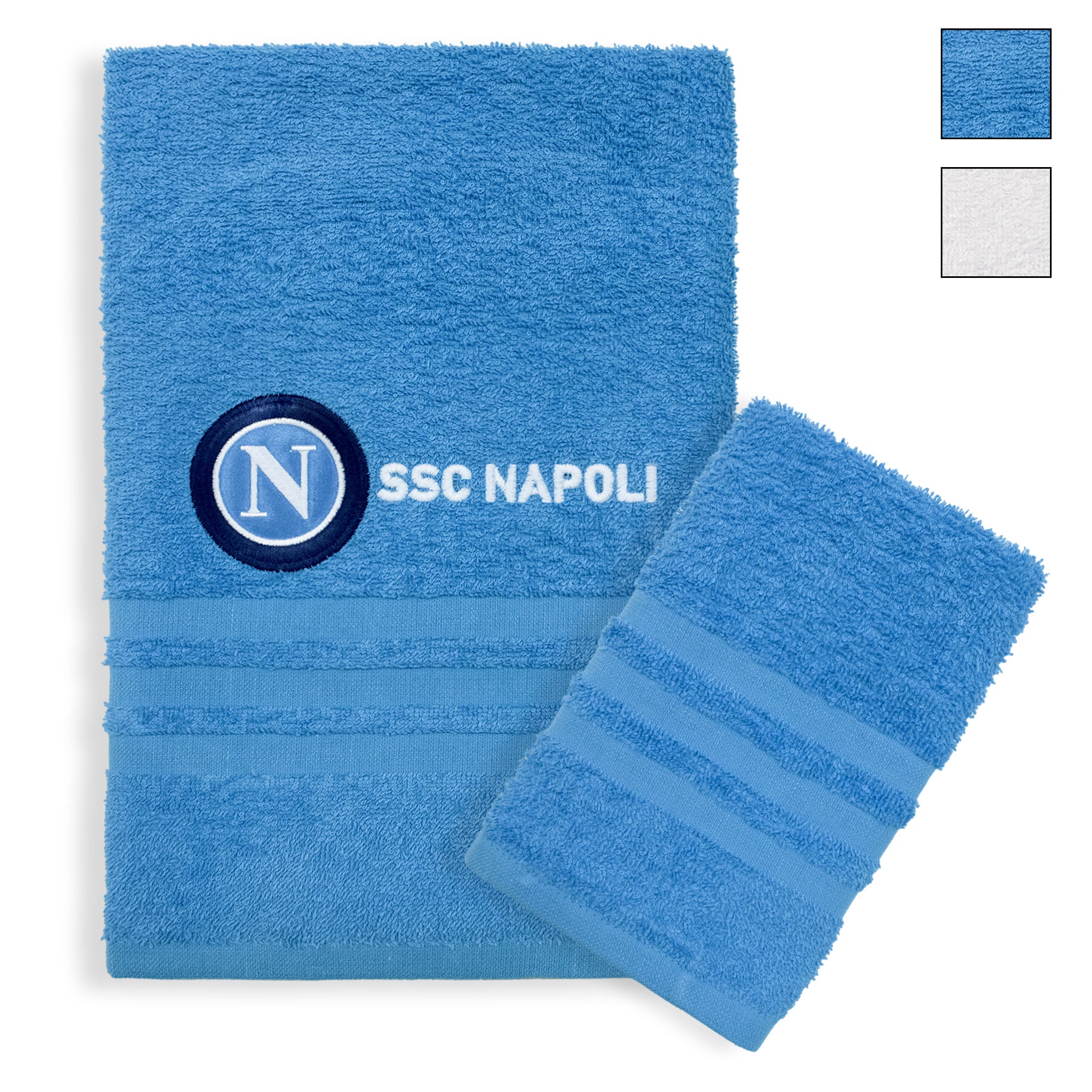 Set asciugamani bagno 1+1 SSC Napoli originale in spugna di puro cotone 6131