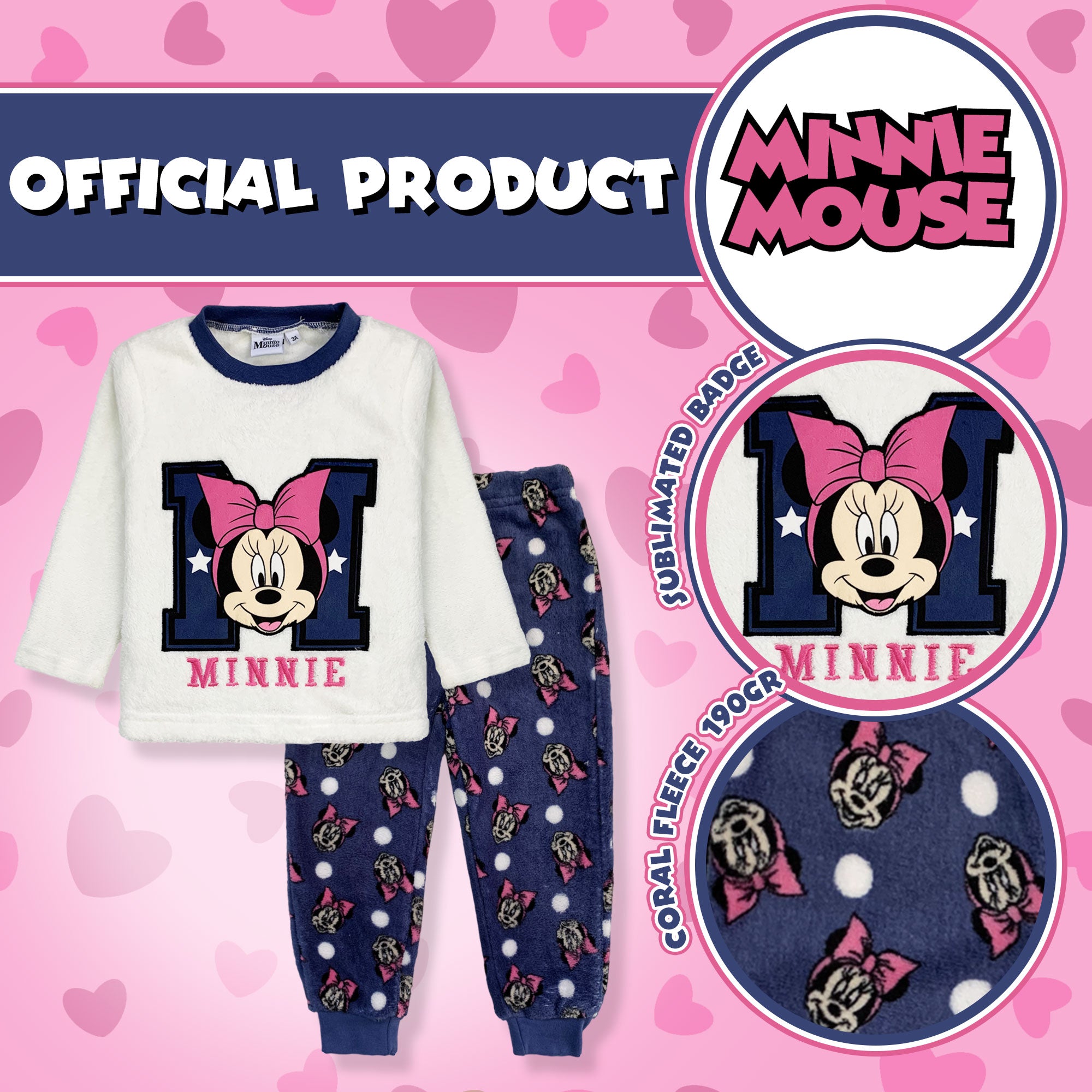 Pigiama per bambina Disney Minnie Mouse in pile invernale 6268