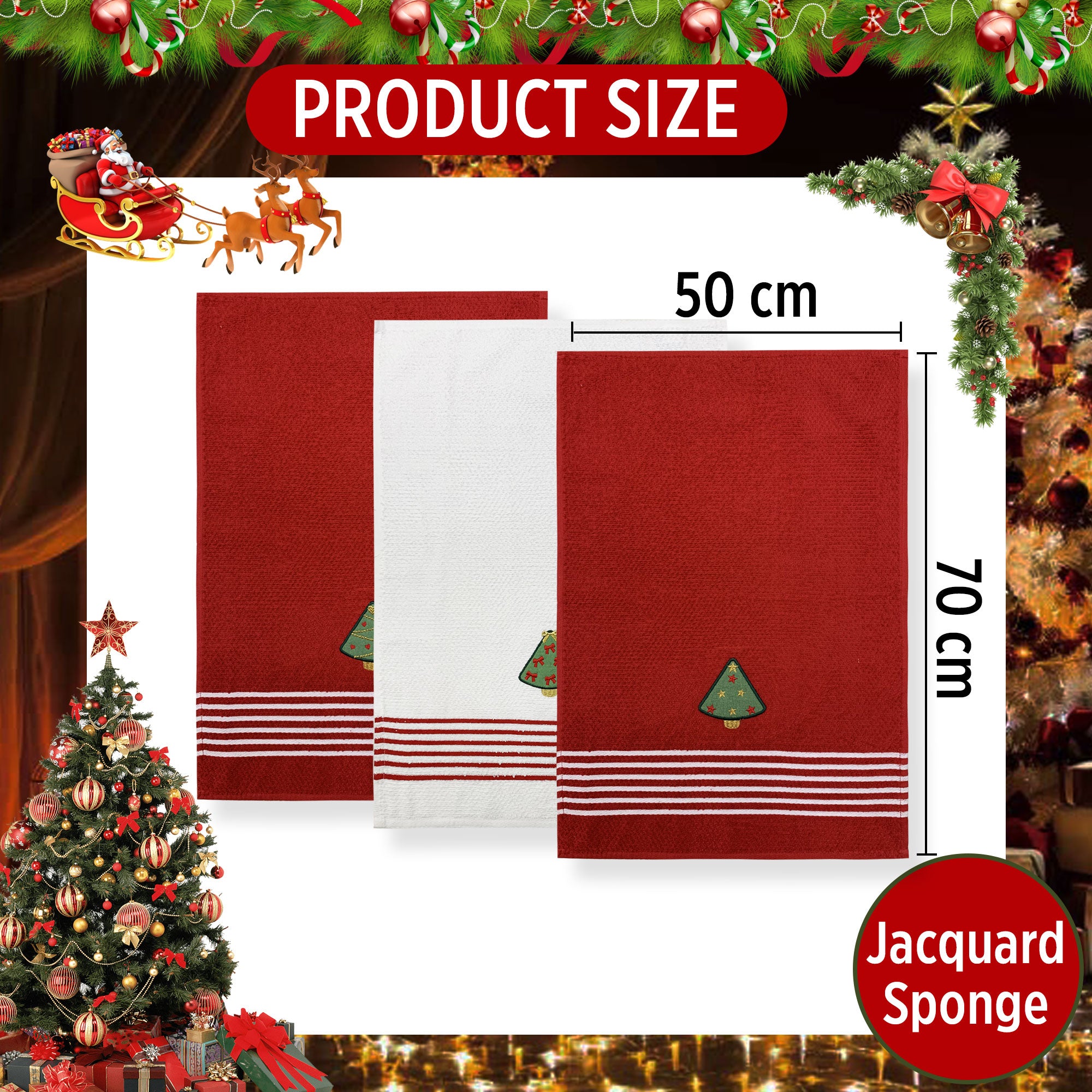 Set Strofinacci Natalizi Preziosa Home Canovacci in spugna 3 Pezzi Natale 6422