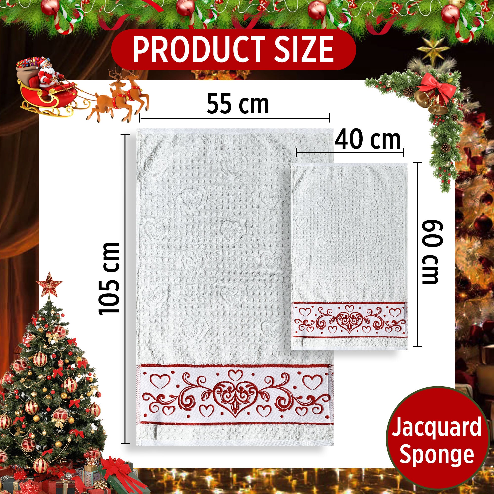 Asciugamani natalizi 1+1 Sommaruga in spugna Jacquard Decoro Natale Jolly 6431