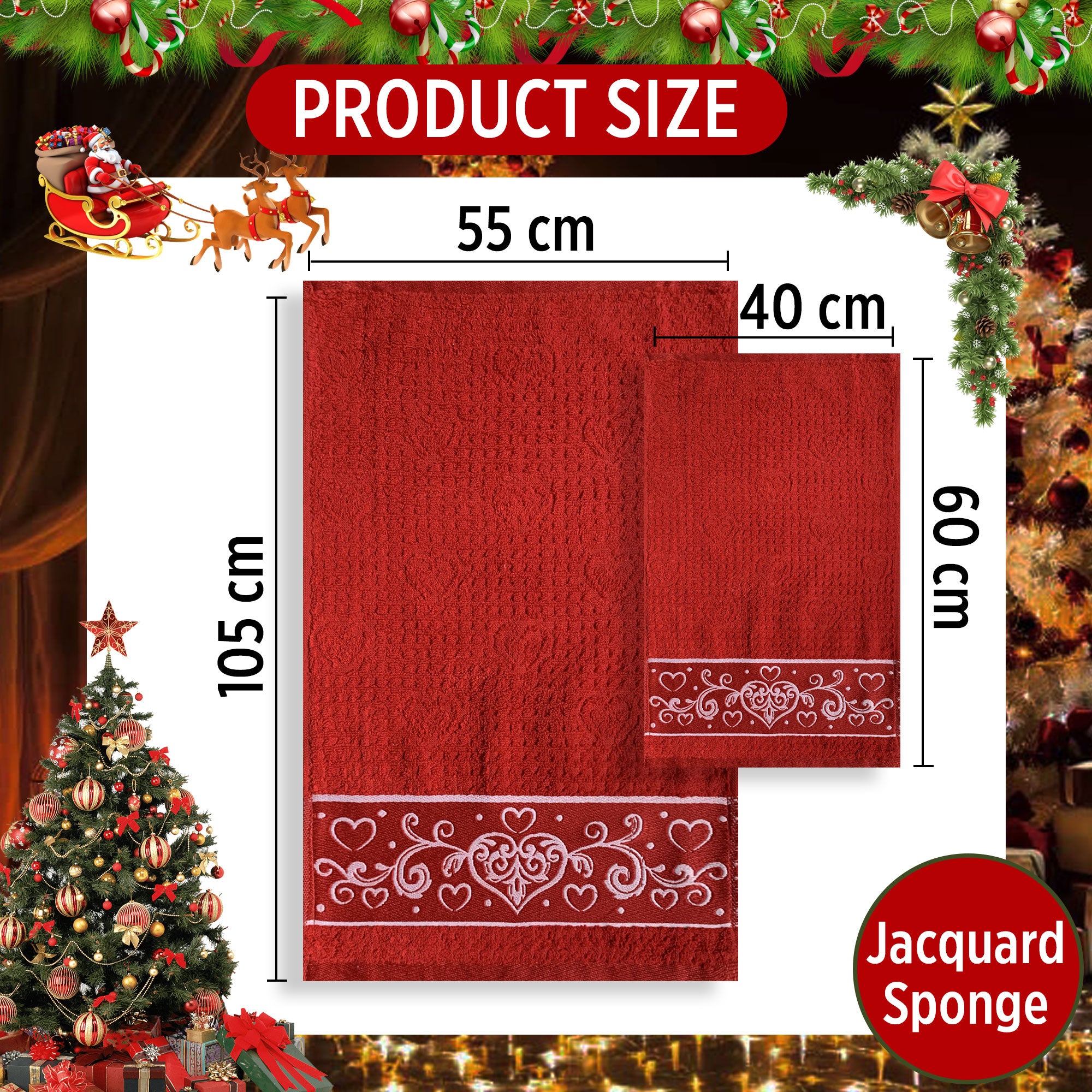 Asciugamani natalizi 1+1 Sommaruga in spugna Jacquard Decoro Natale Jolly 6431