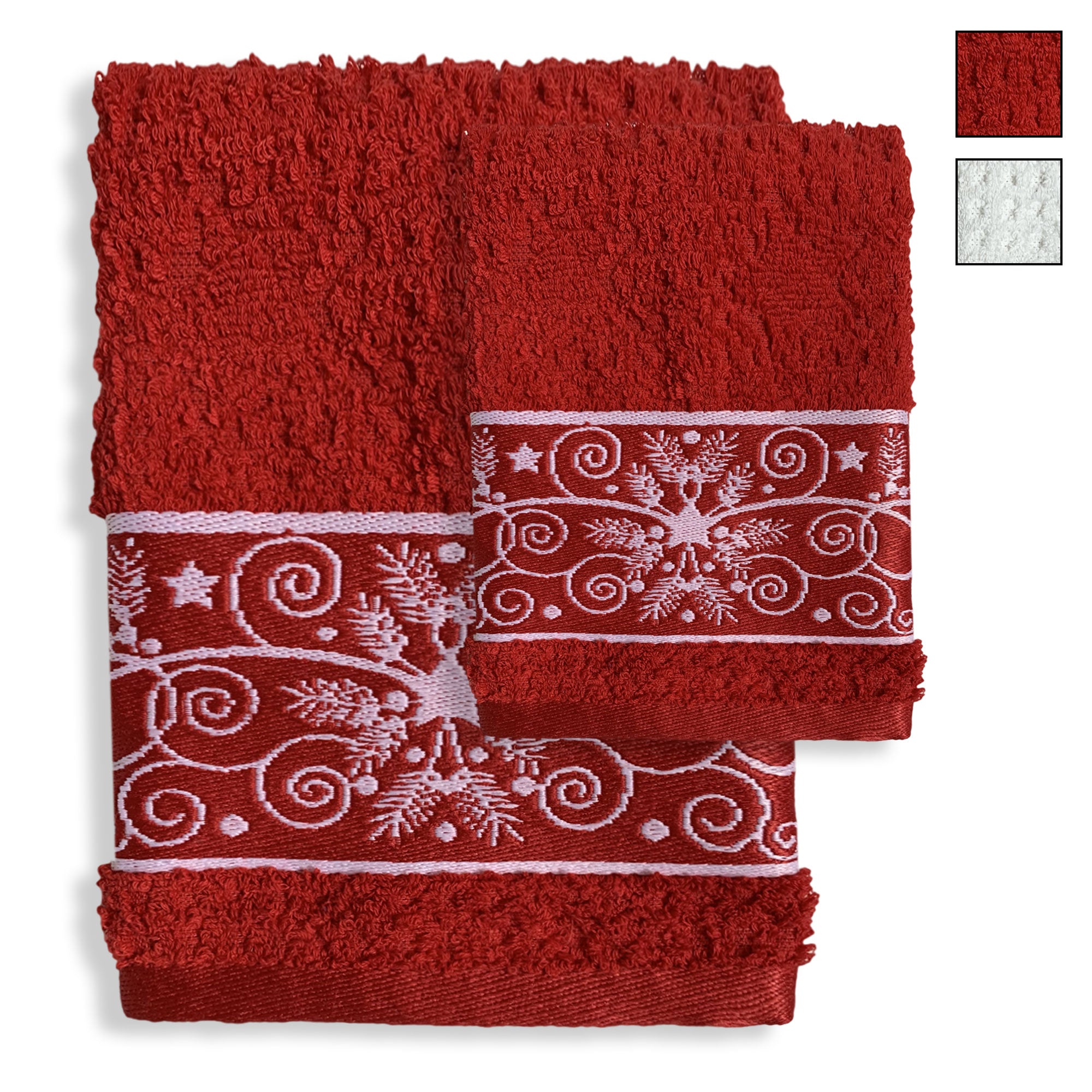 Asciugamani natalizi 1+1 Sommaruga in spugna Jacquard Decoro Natale Jolly 6432