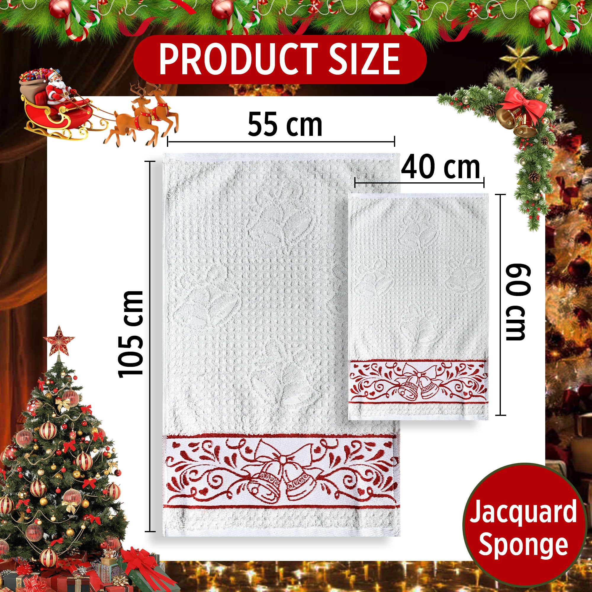 Asciugamani natalizi 1+1 Sommaruga in spugna Jacquard Decoro Natale Jolly 6433