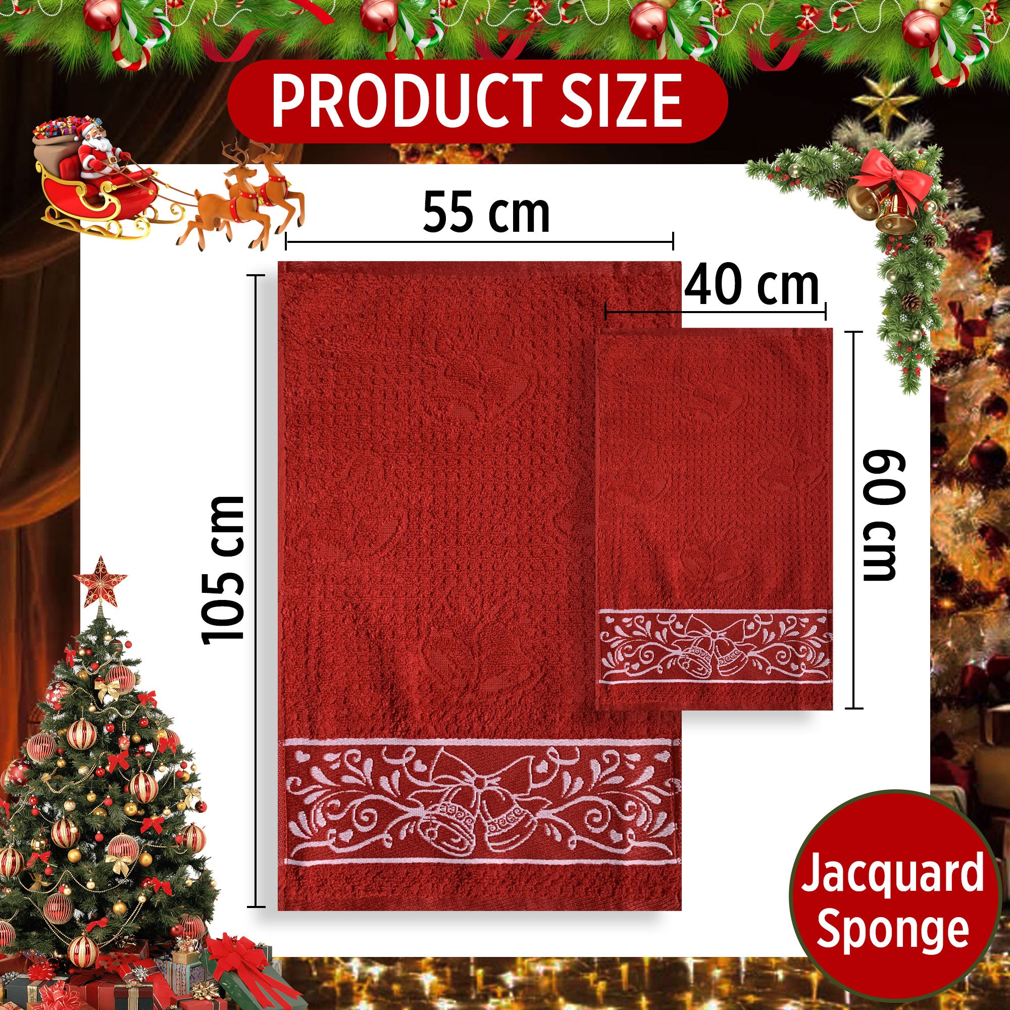 Asciugamani natalizi 1+1 Sommaruga in spugna Jacquard Decoro Natale Jolly 6433