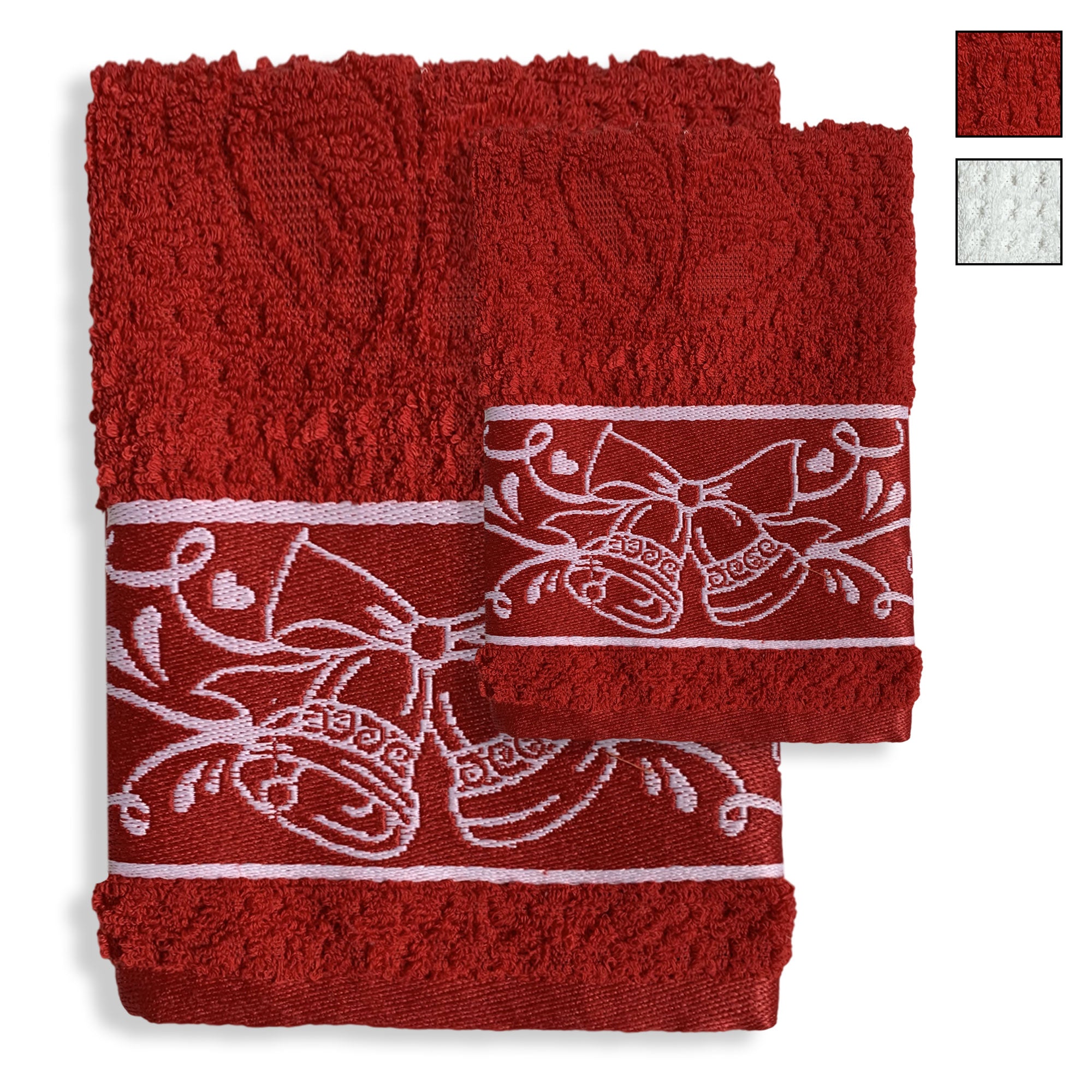 Asciugamani natalizi 1+1 Sommaruga in spugna Jacquard Decoro Natale Jolly 6433