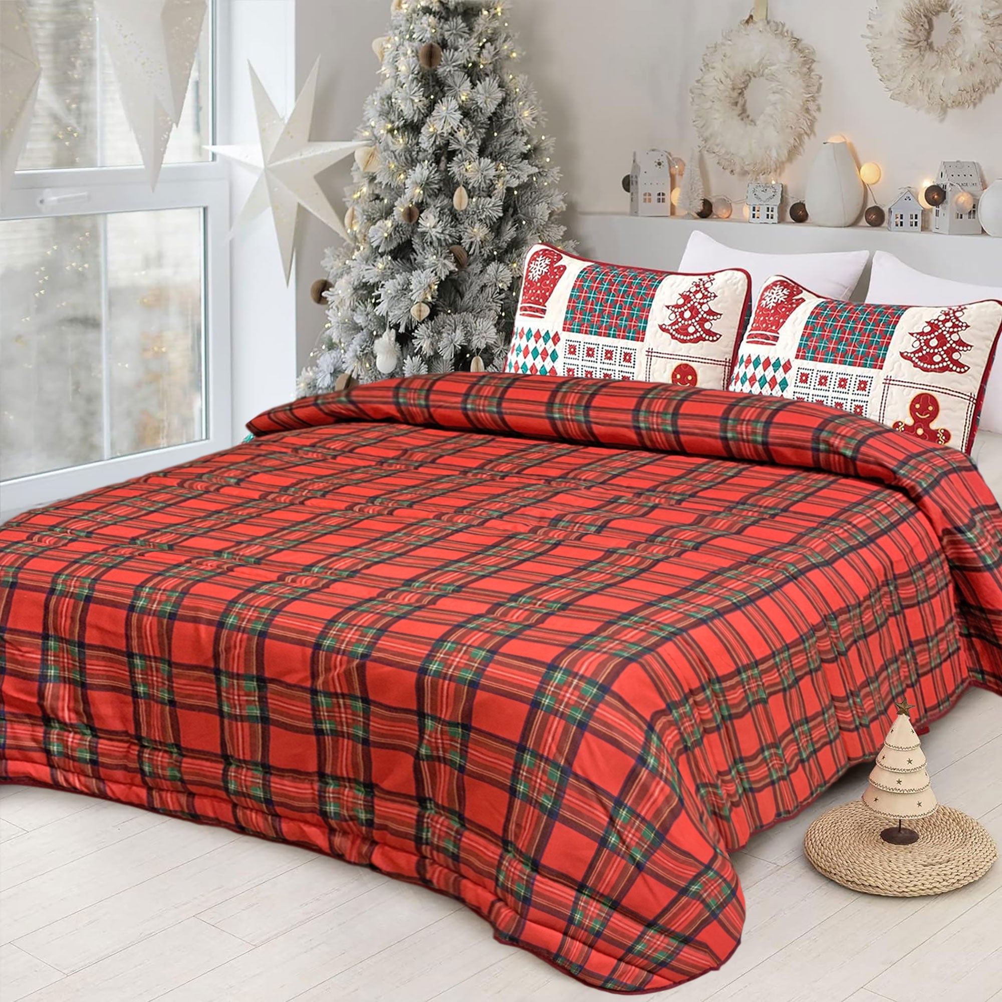 Trapunta natalizia piumone invernale letto matrimoniale Tartan 6511