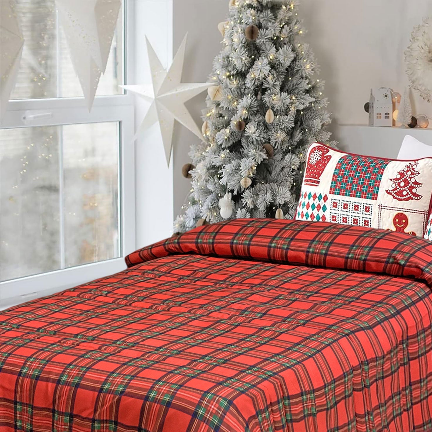 Trapunta natalizia piumone invernale letto singolo 1 posto Tartan 6515