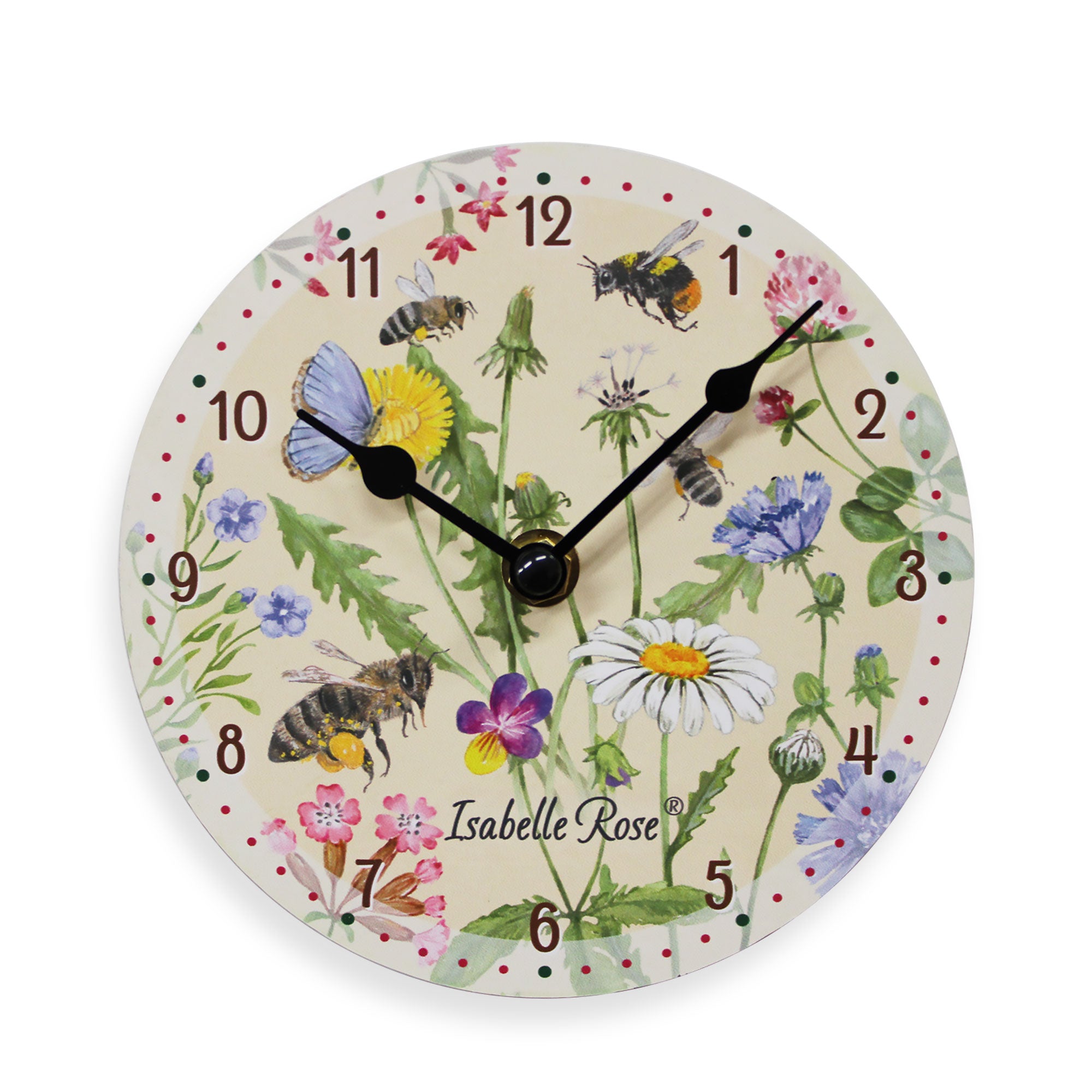 Orologio in legno da parete stile Shabby Chic Isabelle Rose floreale Meadow 6557