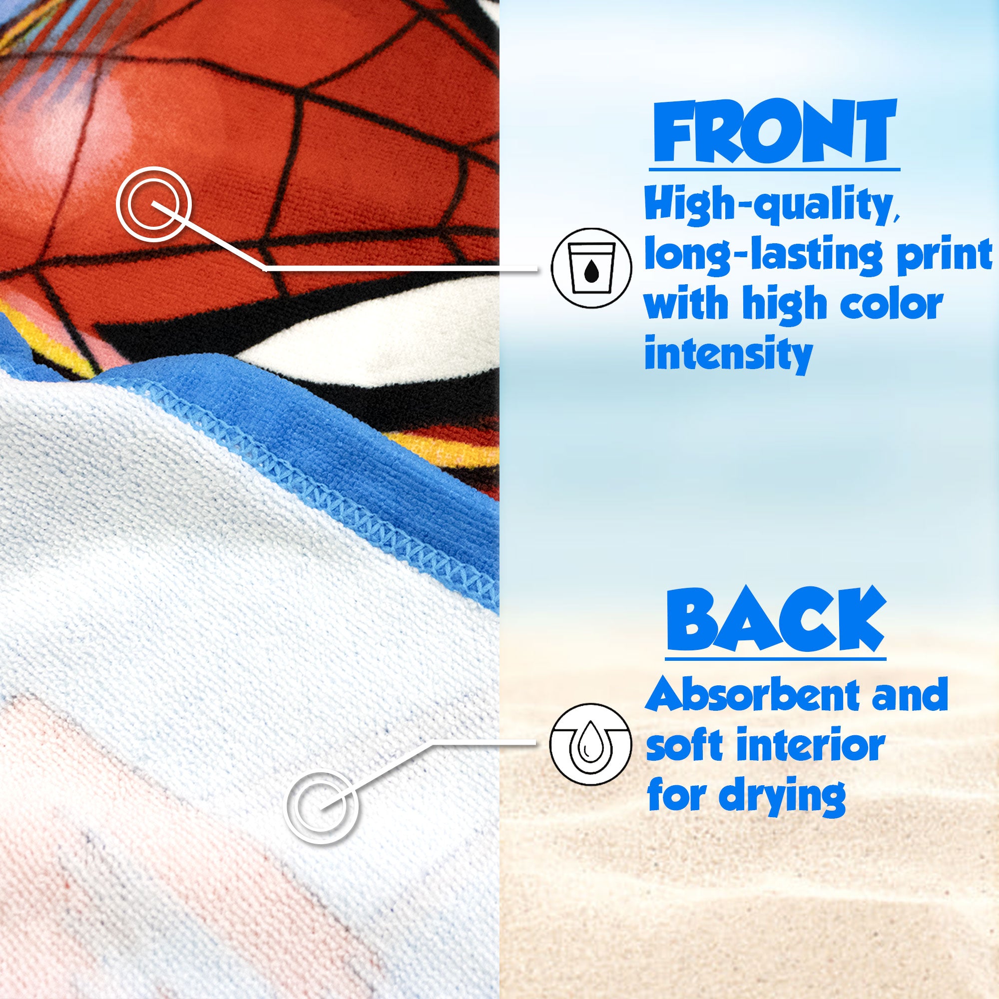 Telo mare Marvel Spiderman in microfibra 70x137cm asciugamano piscina 6818