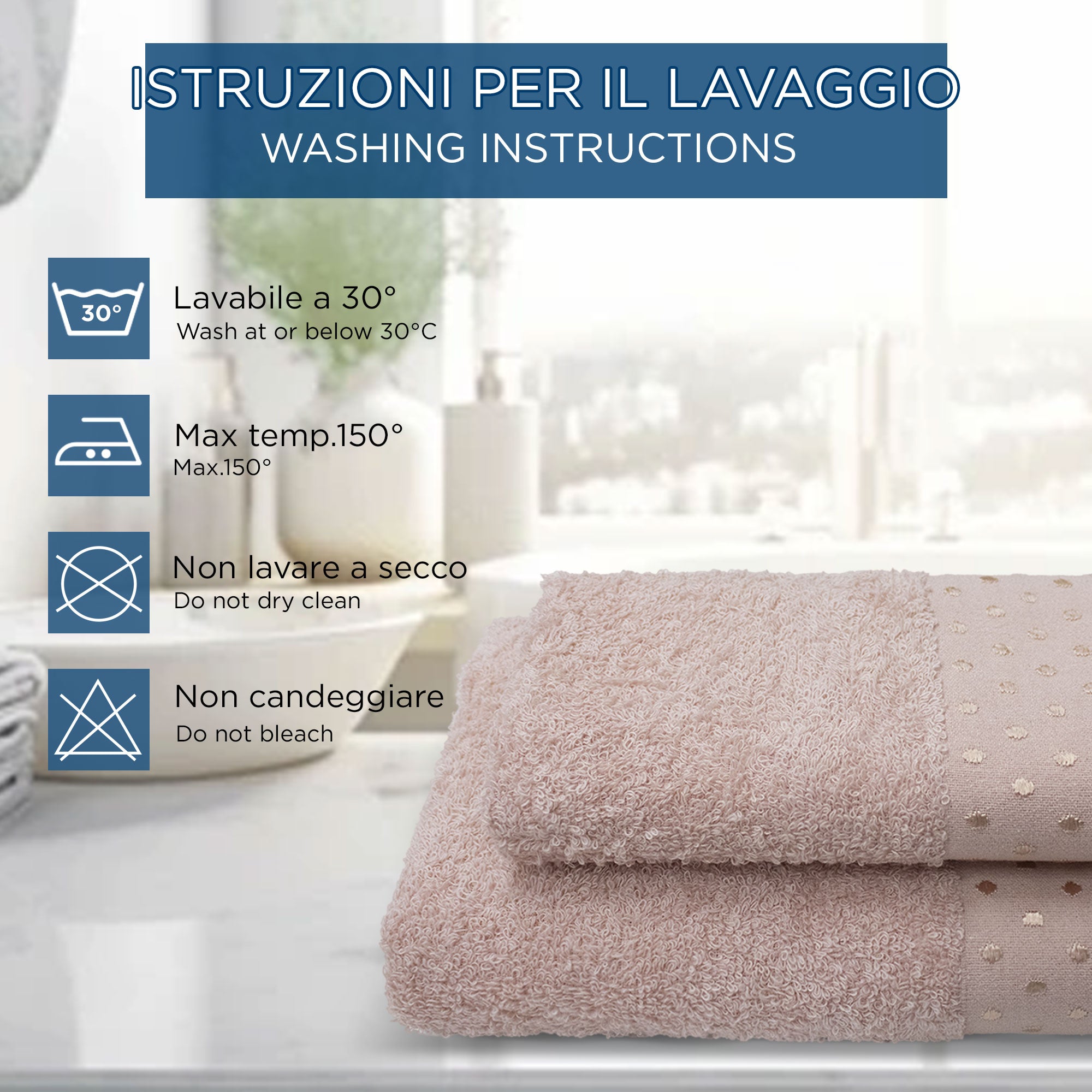 Asciugamani bagno Set 1+1 in spugna Viso e Ospite con pois 6843