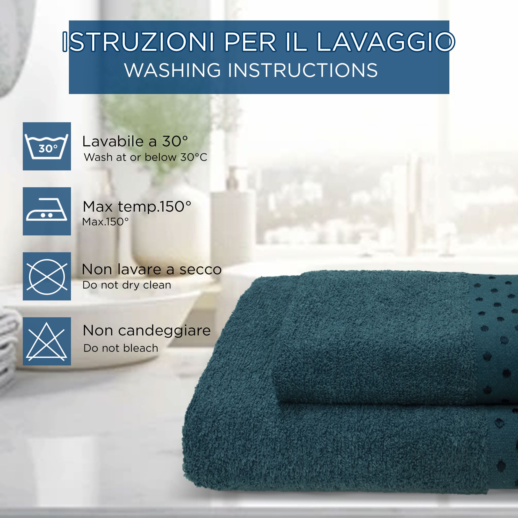 Asciugamani bagno Set 1+1 in spugna Viso e Ospite con pois 6843