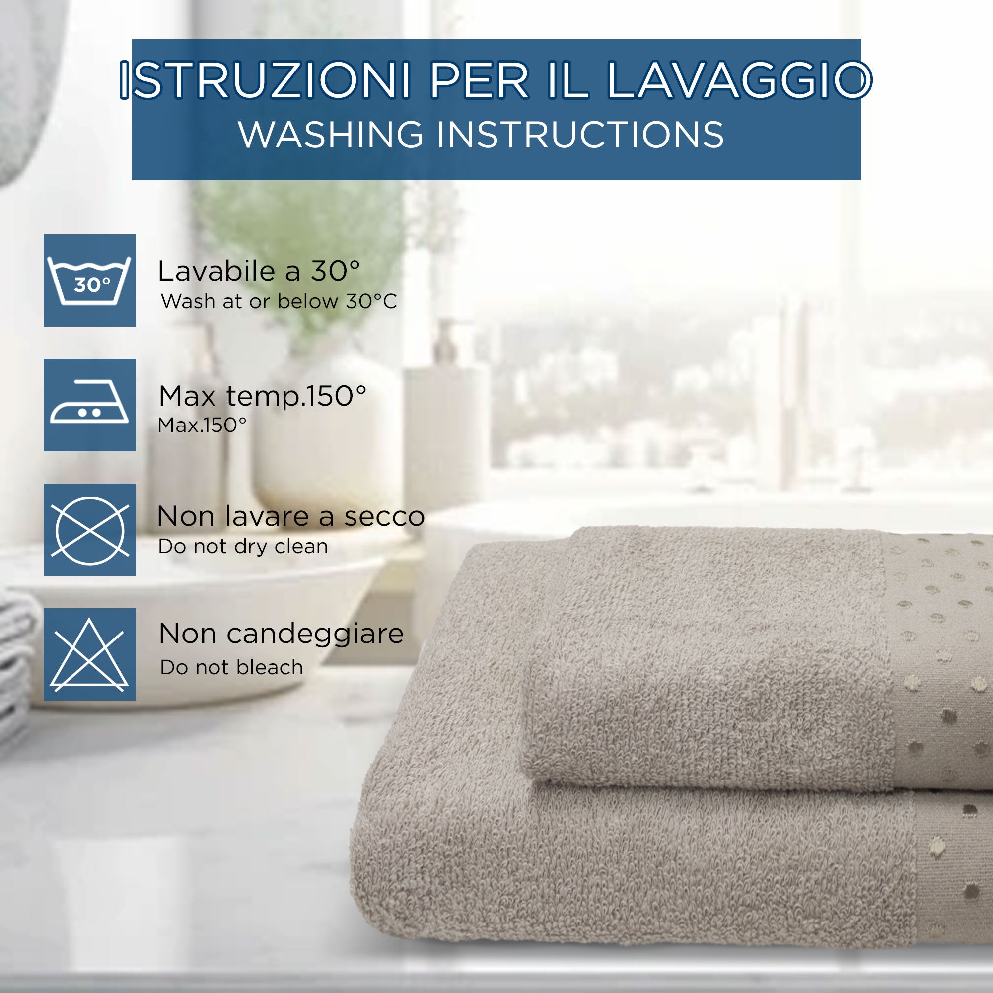 Asciugamani bagno Set 1+1 in spugna Viso e Ospite con pois 6843