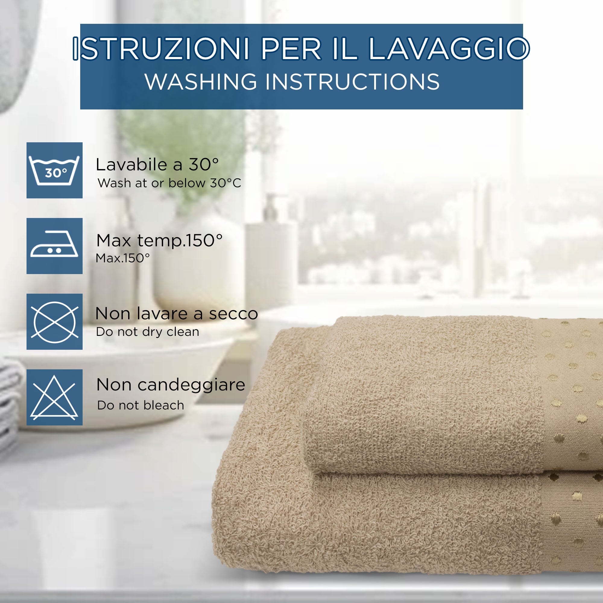 Asciugamani bagno Set 1+1 in spugna Viso e Ospite con pois 6843