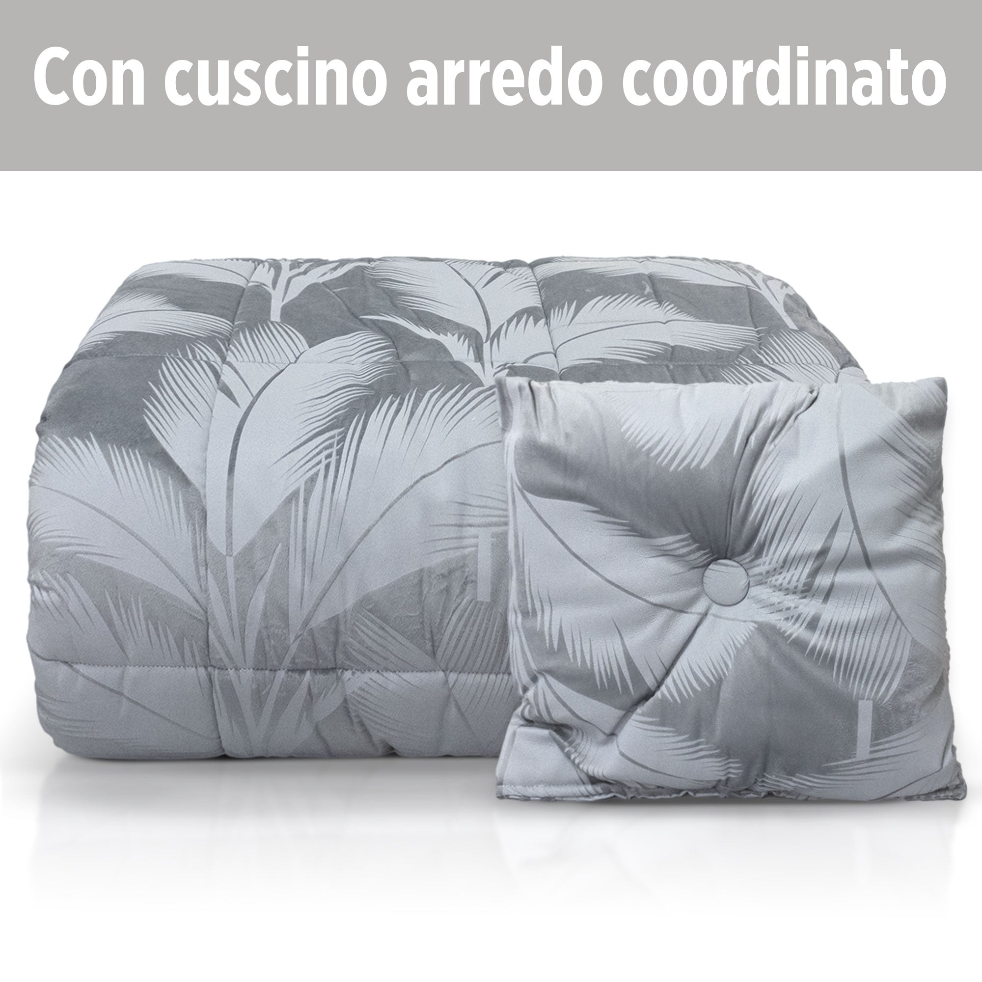 Trapunta invernale matrimoniale in velluto Jacquard con cuscino arredo 6857