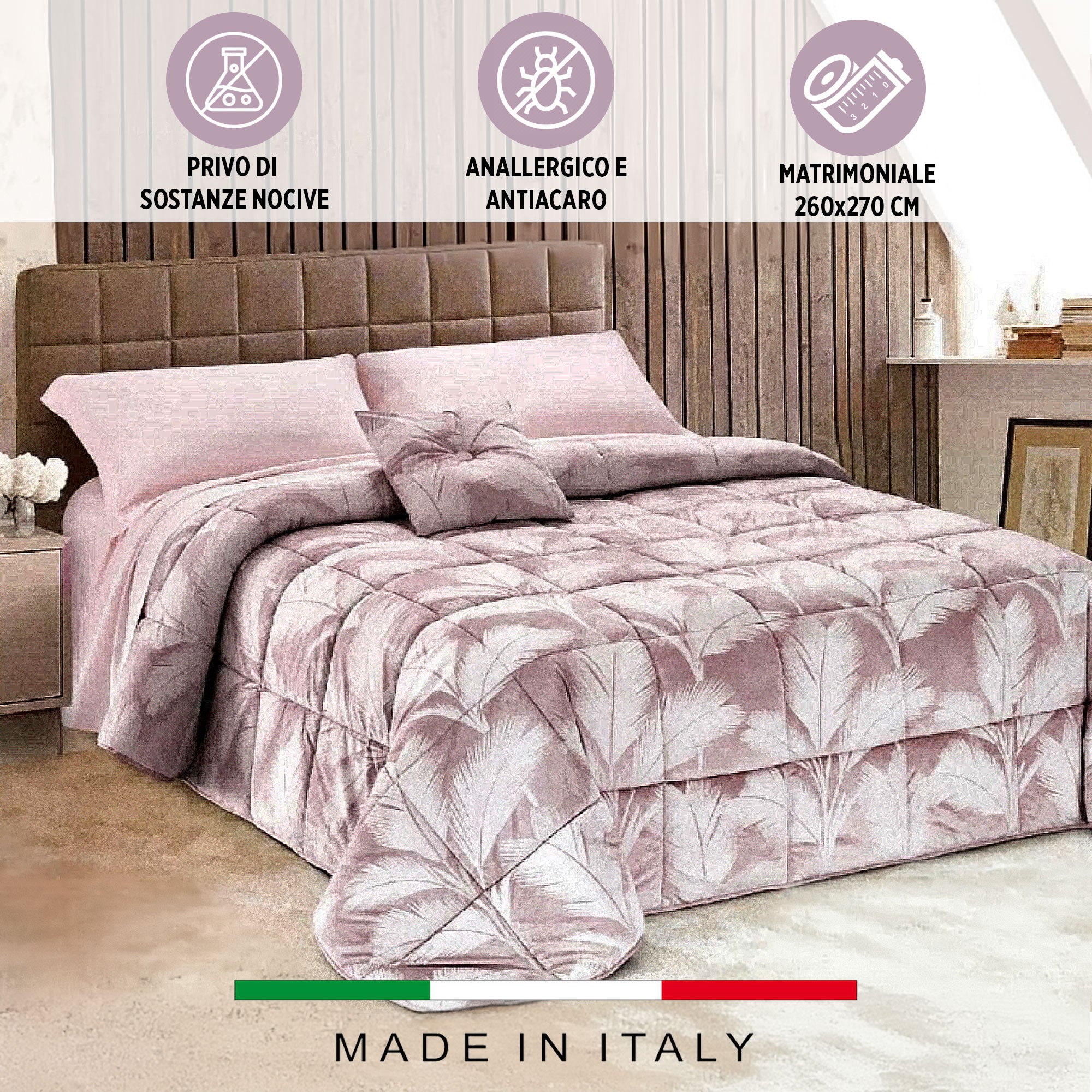 Trapunta invernale matrimoniale in velluto Jacquard con cuscino arredo 6857