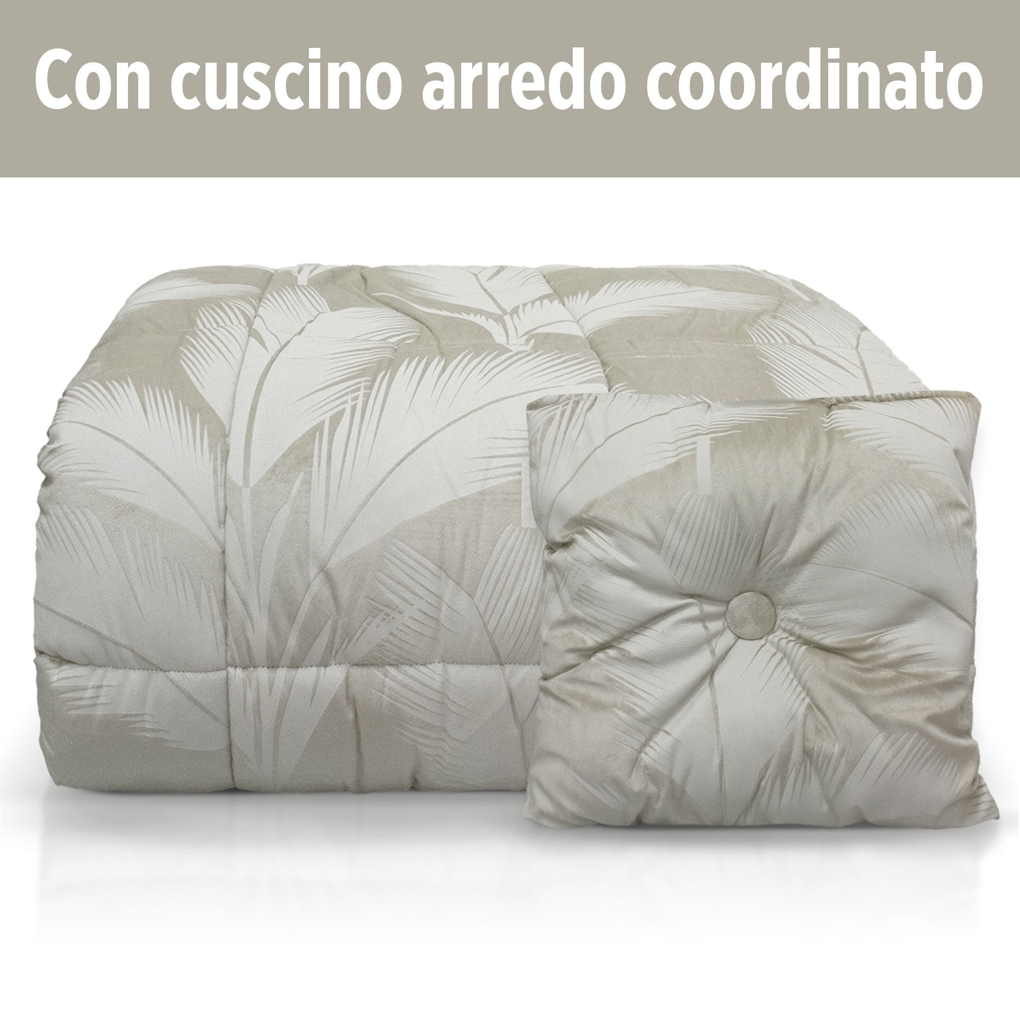 Trapunta invernale matrimoniale in velluto Jacquard con cuscino arredo 6857