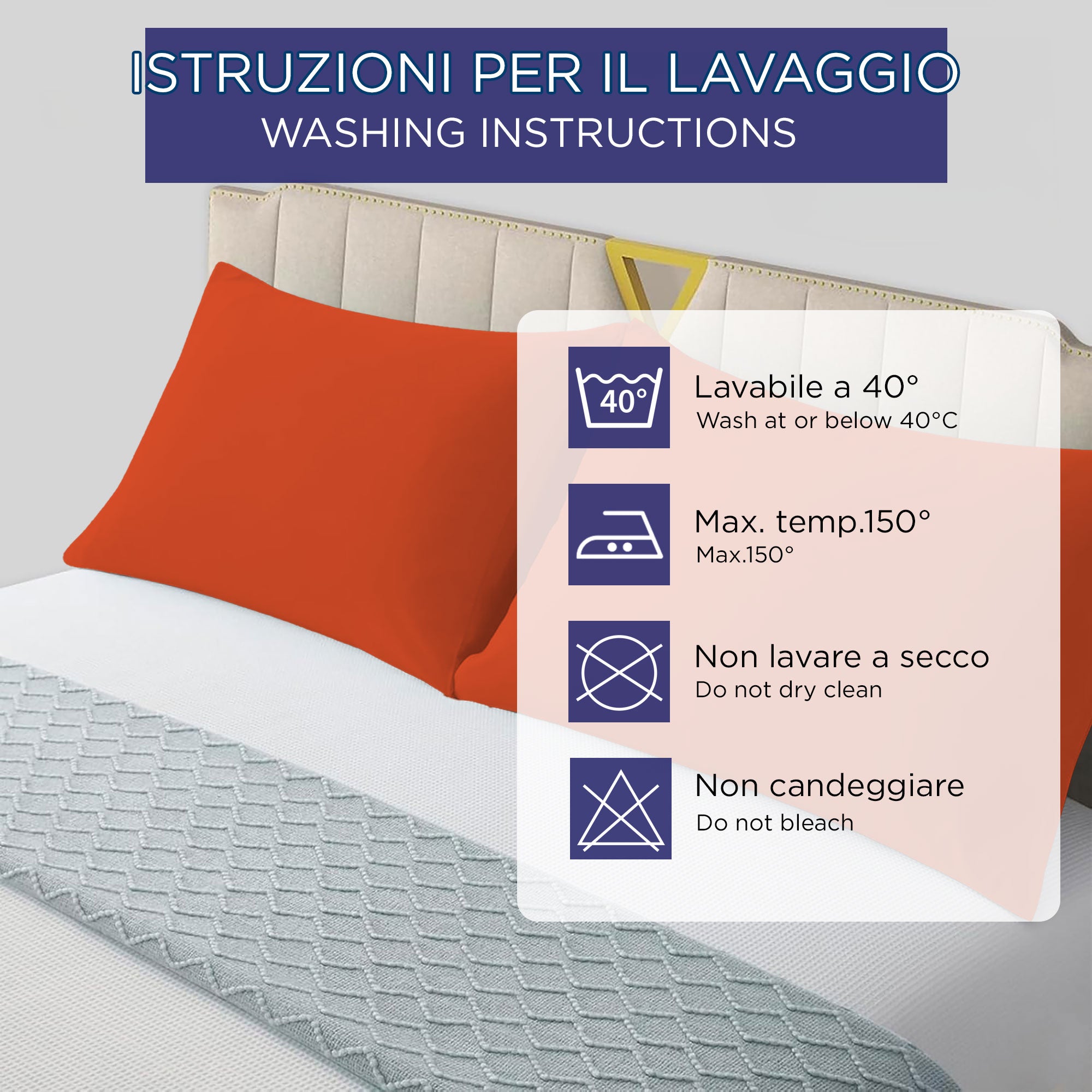 Coppia federe cuscini letto Copricuscini per guanciale in tinta unita 6860