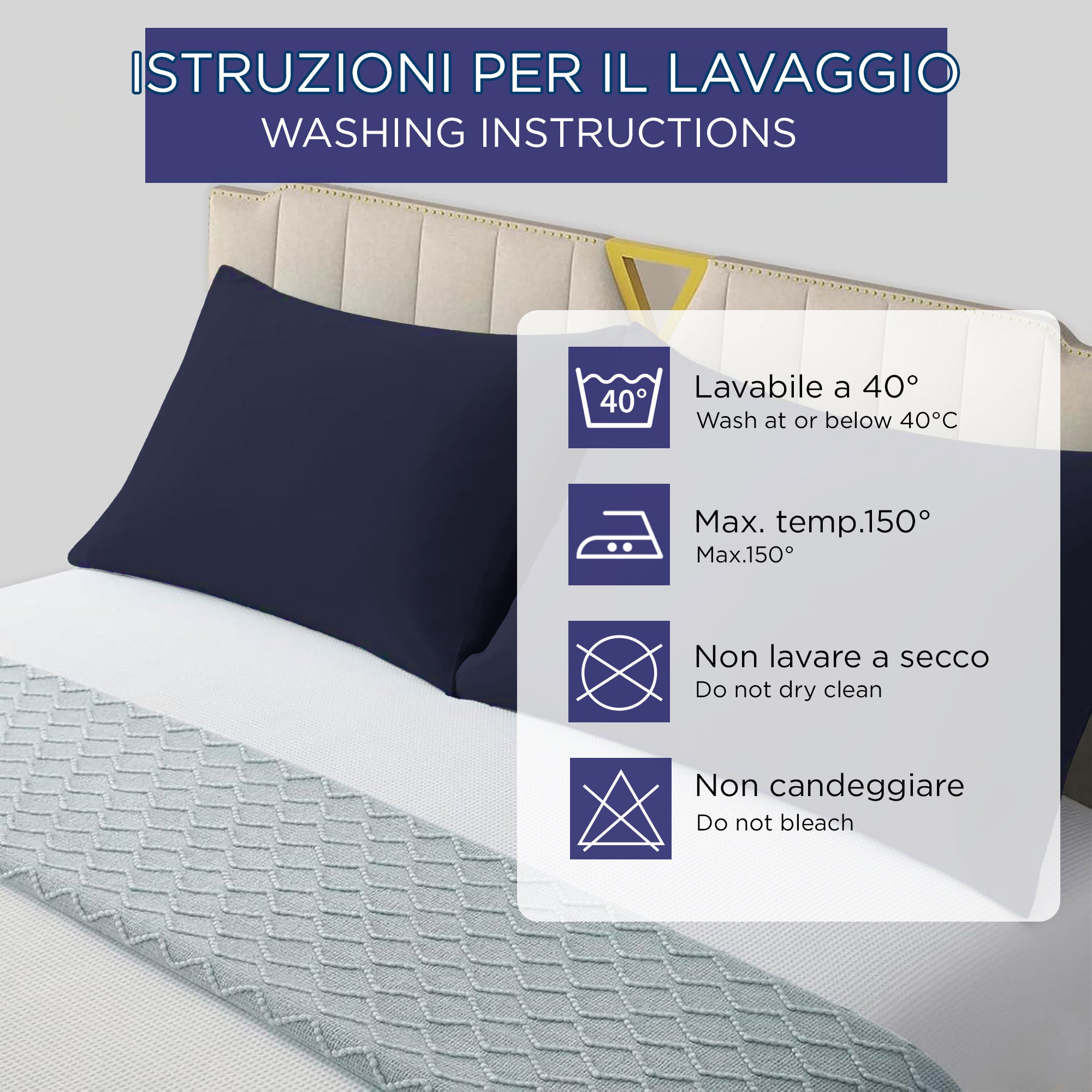 Coppia federe cuscini letto Copricuscini per guanciale in tinta unita 6860