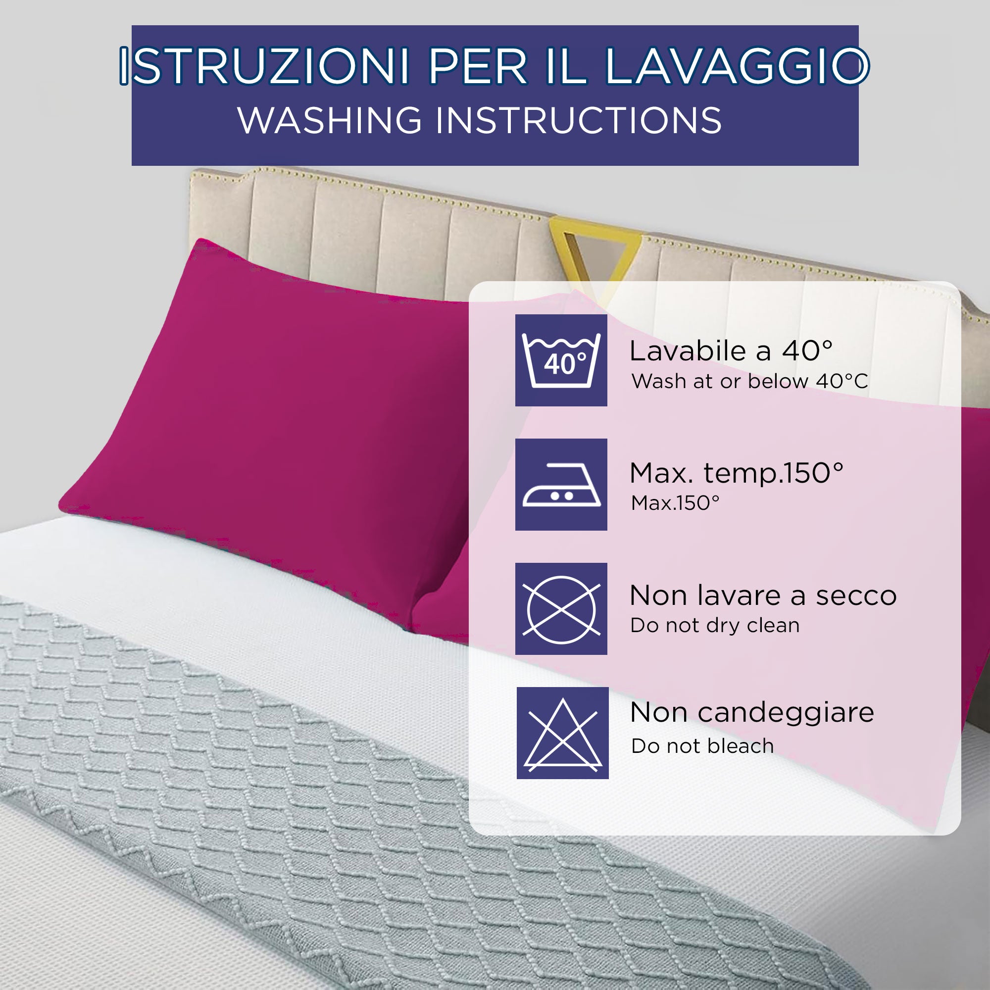 Coppia federe cuscini letto Copricuscini per guanciale in tinta unita 6860