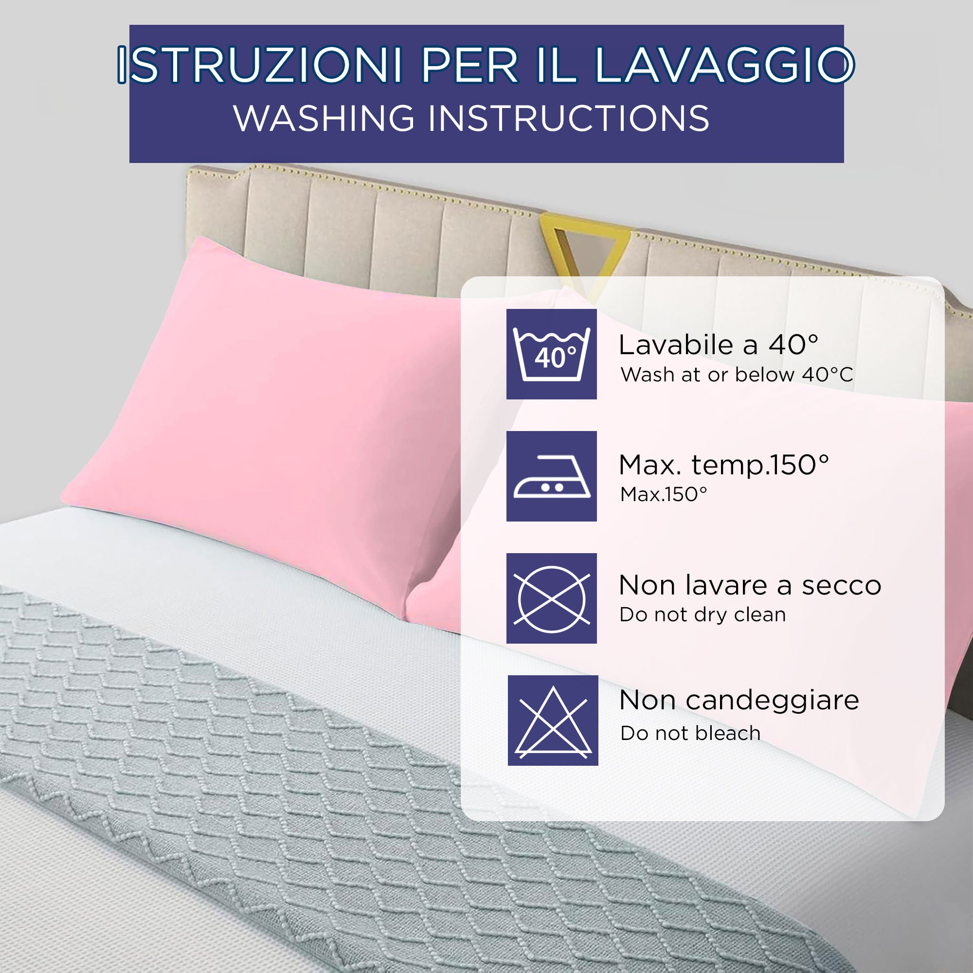 Coppia federe cuscini letto Copricuscini per guanciale in tinta unita 6860