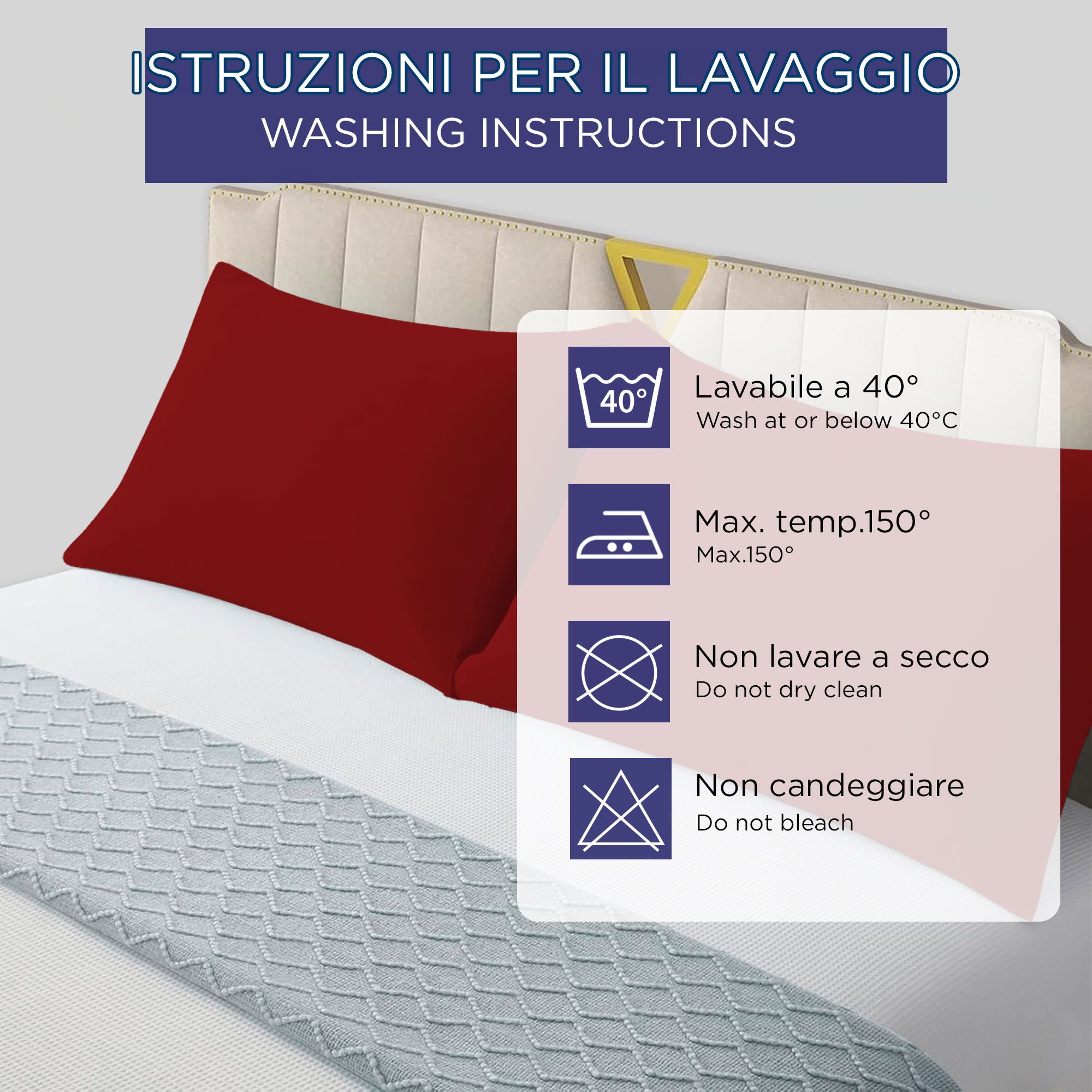 Coppia federe cuscini letto Copricuscini per guanciale in tinta unita 6860