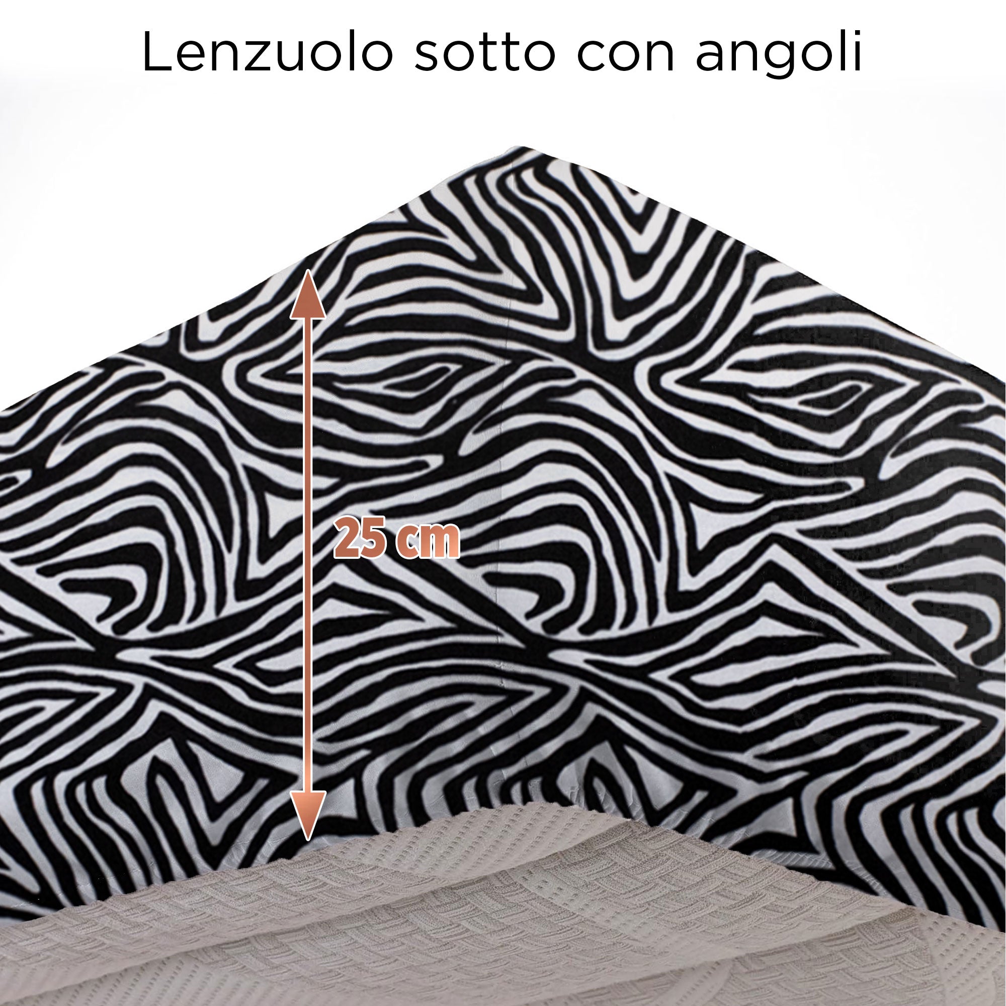 Completo Lenzuola zebrato letto matrimoniale lenzuolo zebra Animalier 6865