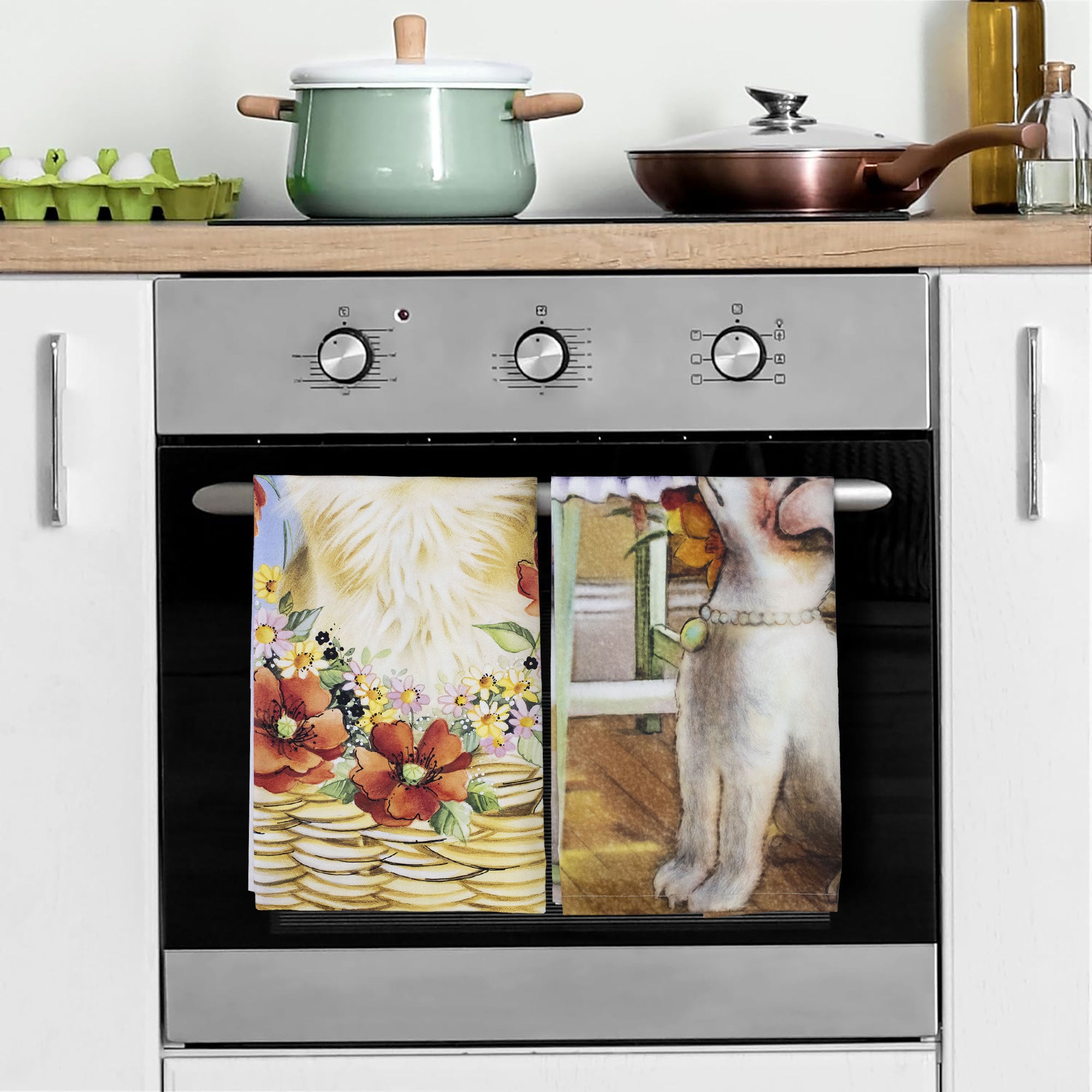 Set 6 Strofinacci cucina cani e gatti canovacci in cotone 6867