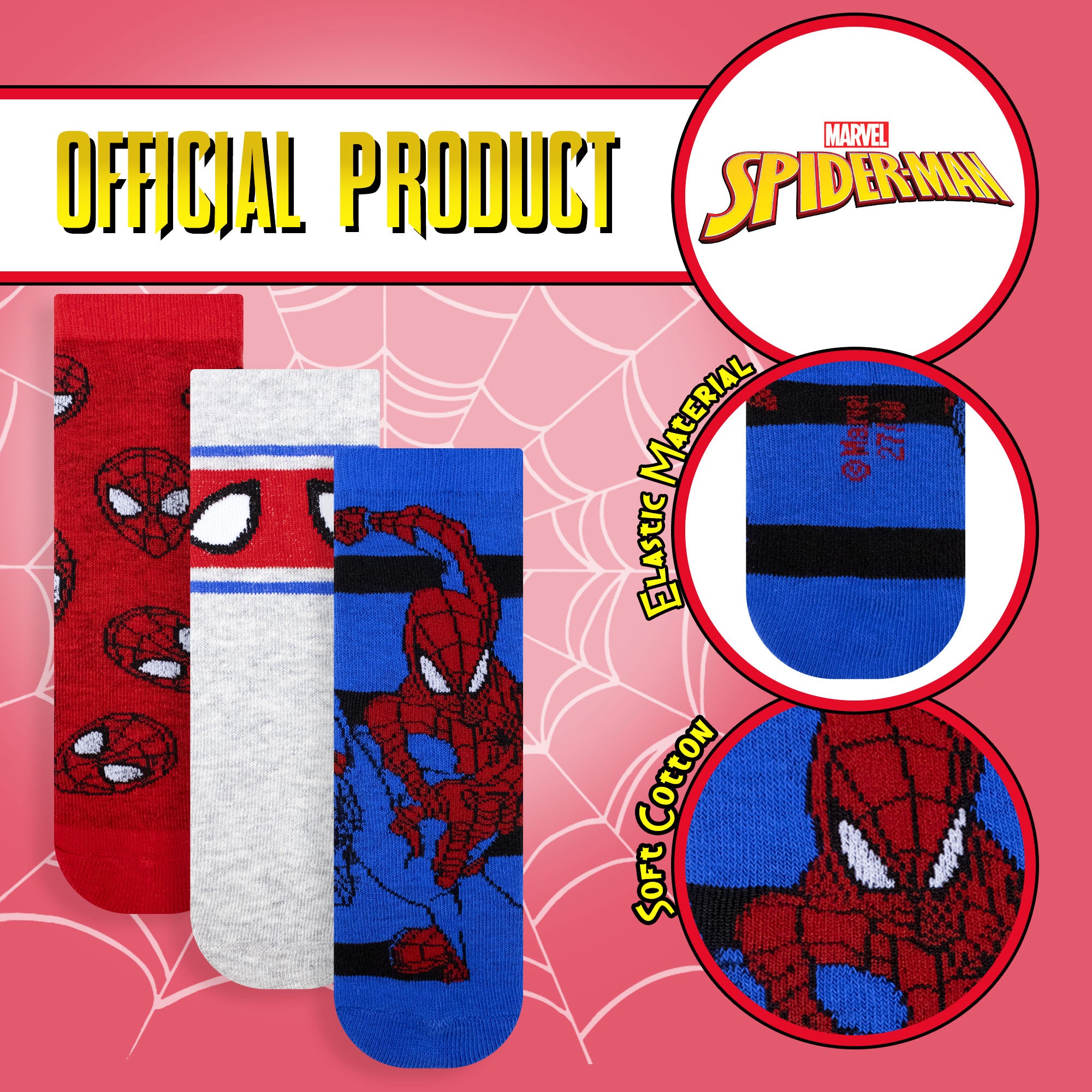 Calzini per bambino Spiderman set 3 paia in caldo cotone 6881