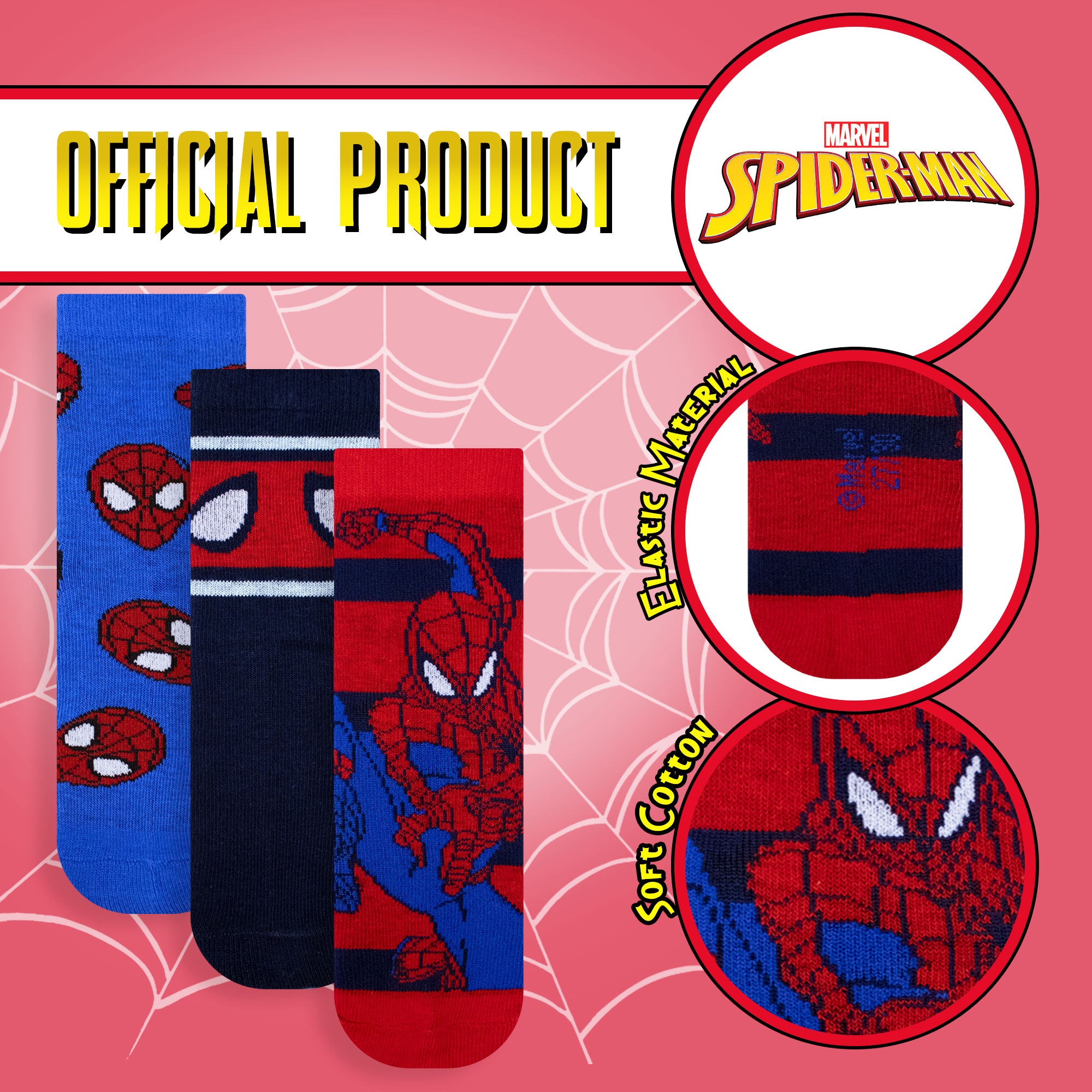 Calzini per bambino Spiderman set 3 paia in caldo cotone 6881